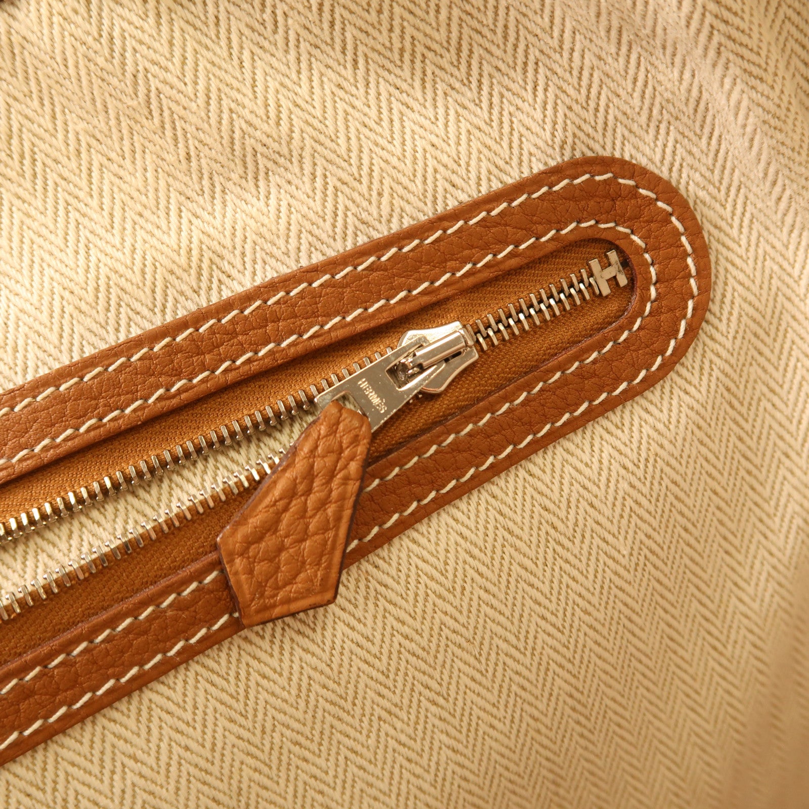 HERMES Negonda皮革Garden Party PM銀扣手挽袋Gold