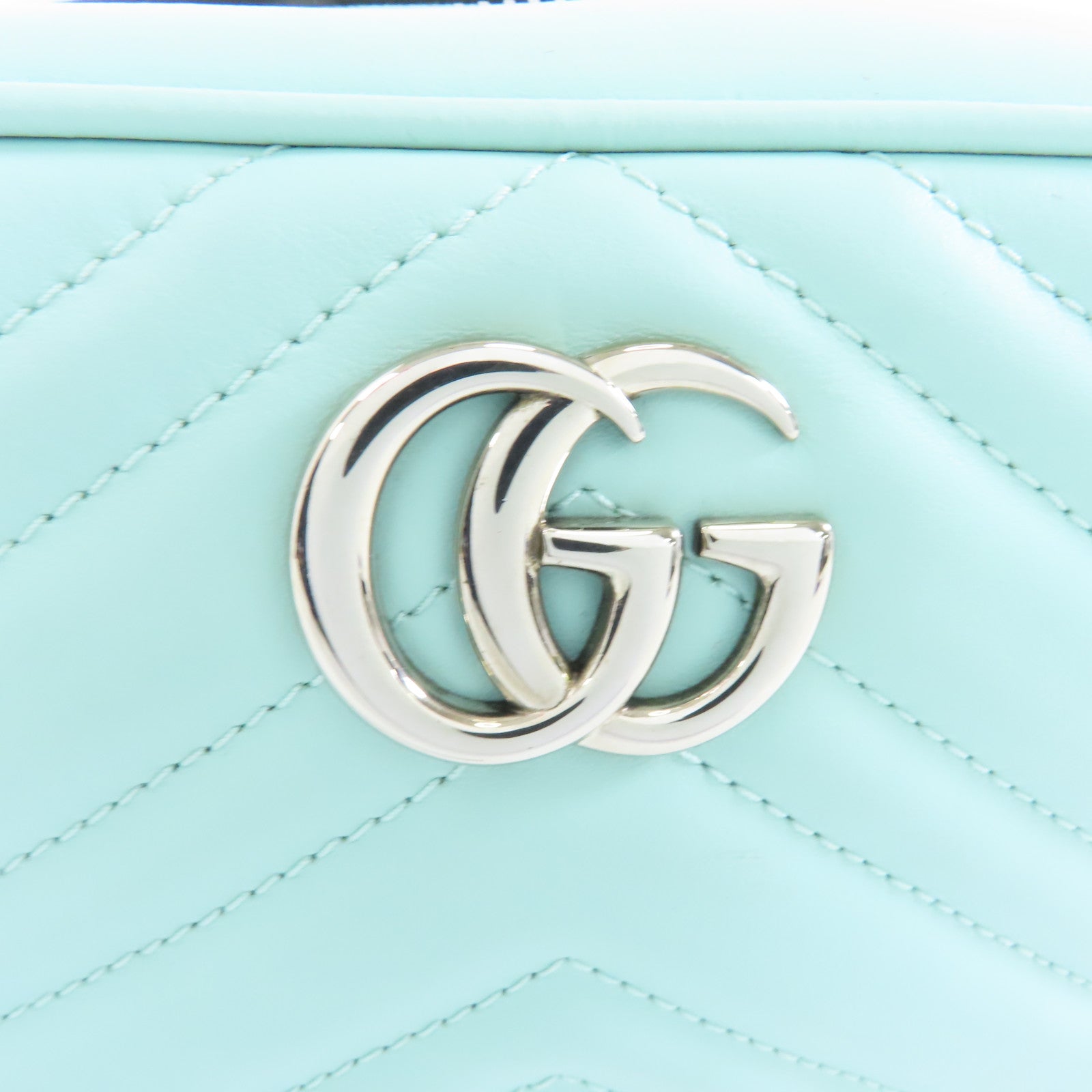 GUCCI 牛皮皮革Shoulder Bag銀扣肩背袋淺綠色