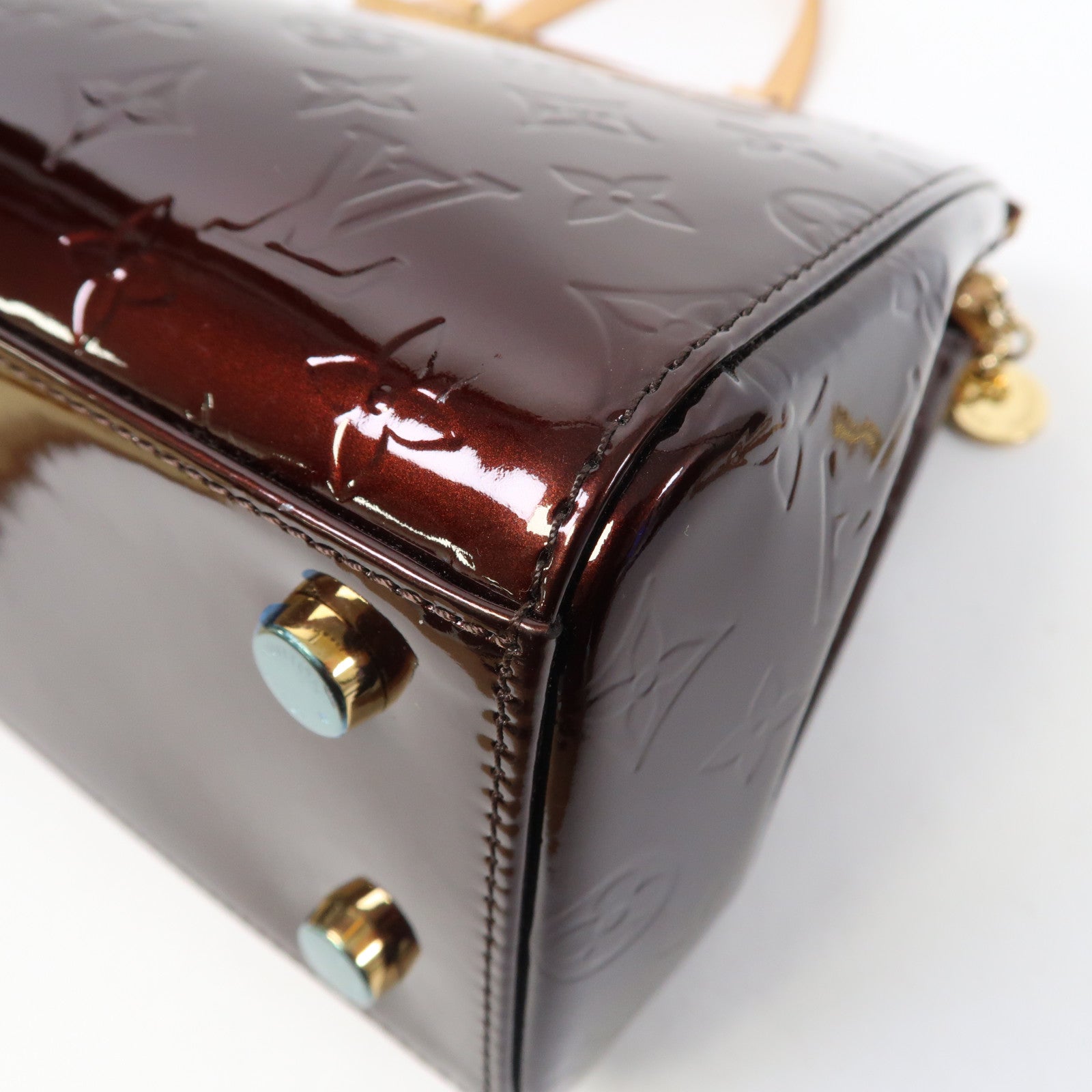 LOUIS VUITTON 【激減優惠】Vernis Brea MM金扣手挽肩背兩用袋酒紅色
