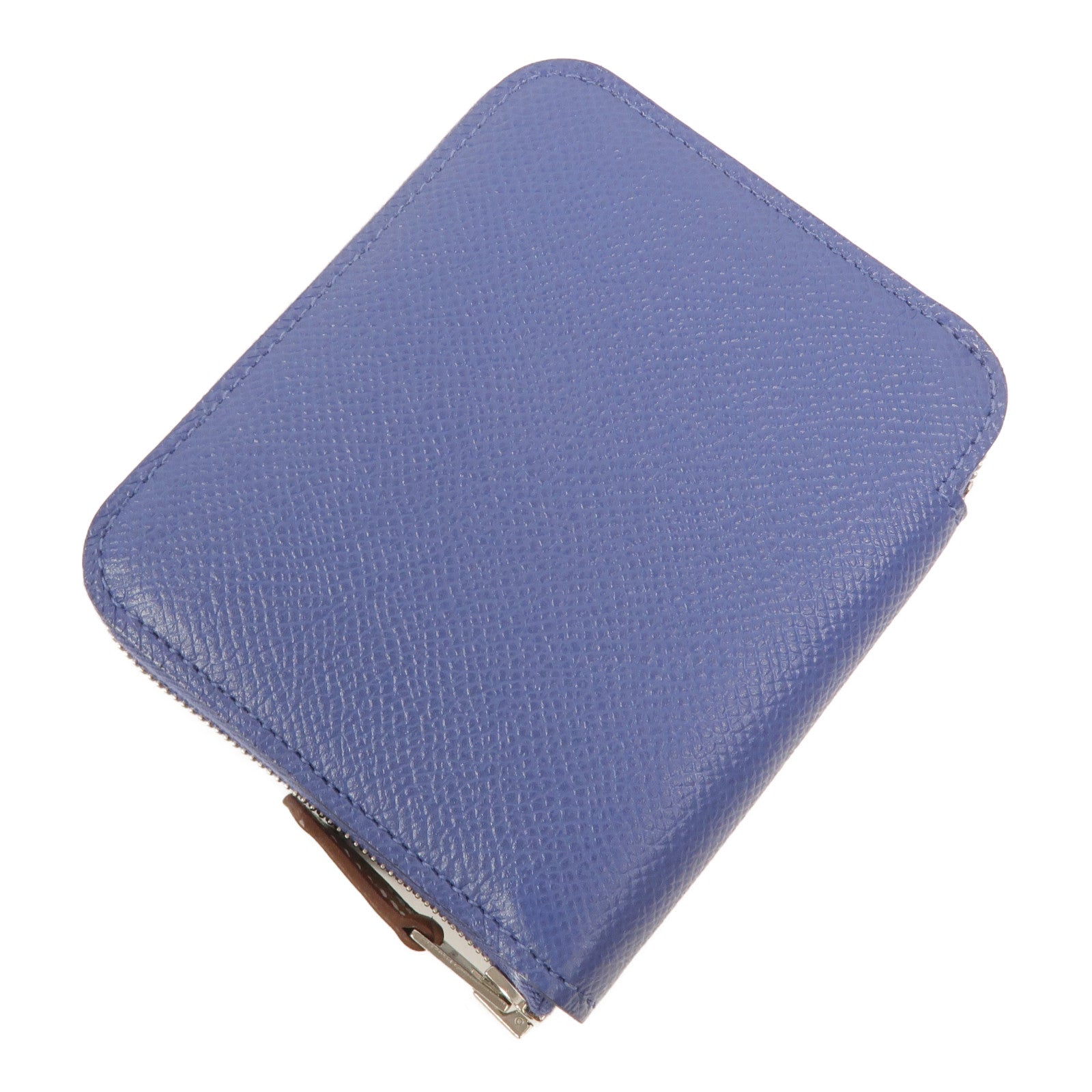 HERMES Epsom皮革Silk In Compact Wallet錢包Bleu Brighton