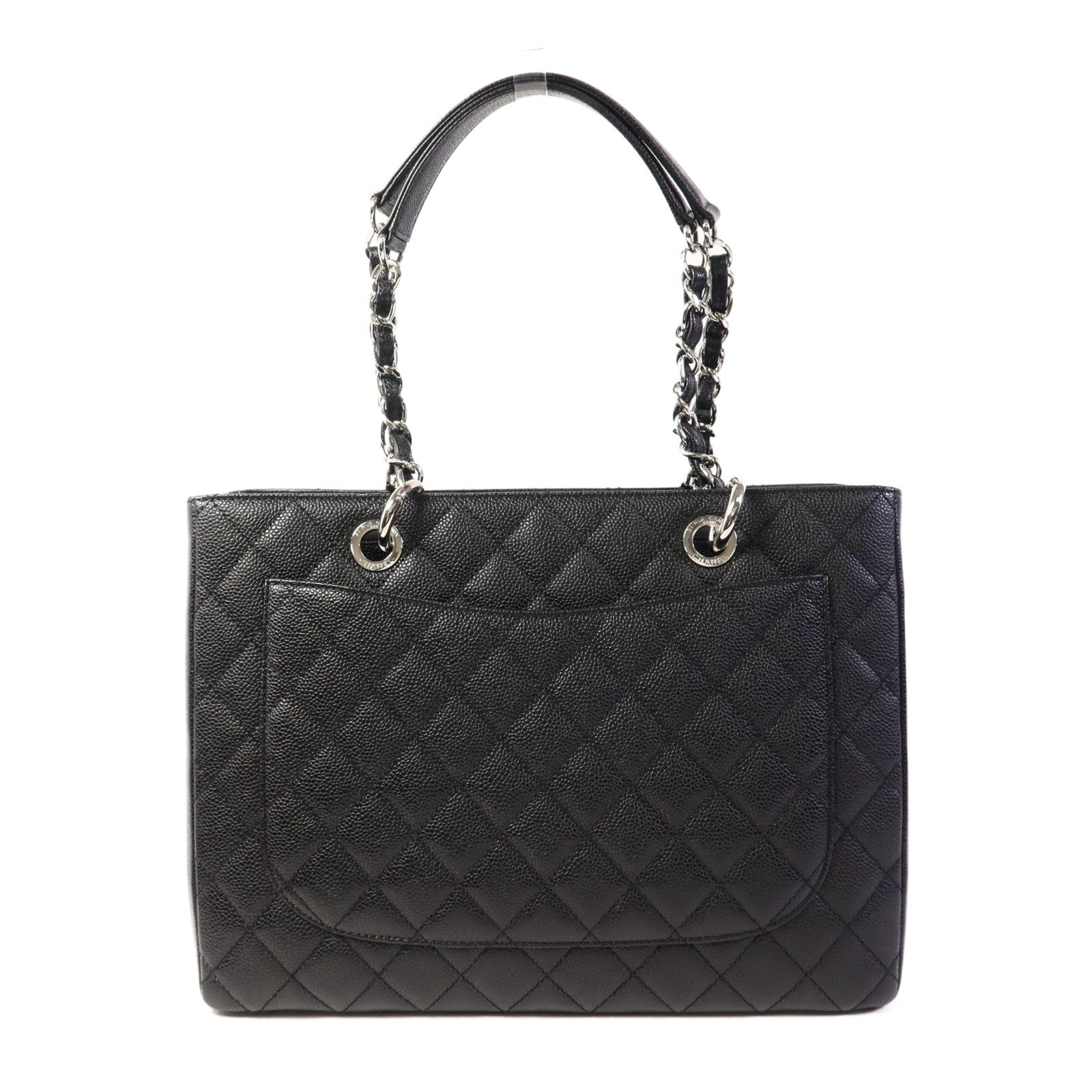 CHANEL 牛皮皮革GST Grand Shopping Tote Bag銀扣鏈帶肩背袋