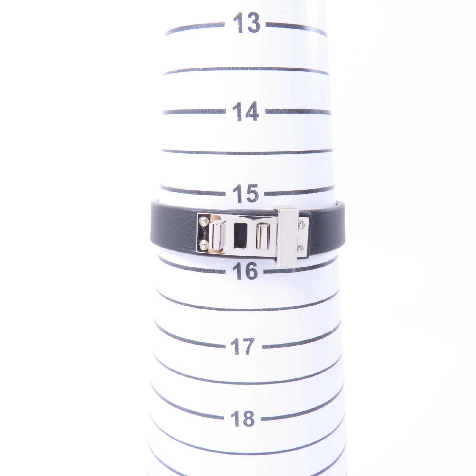 HERMES 皮革Mini Dog Double Tour Bracelet手鏈Noir/黑色/銀色