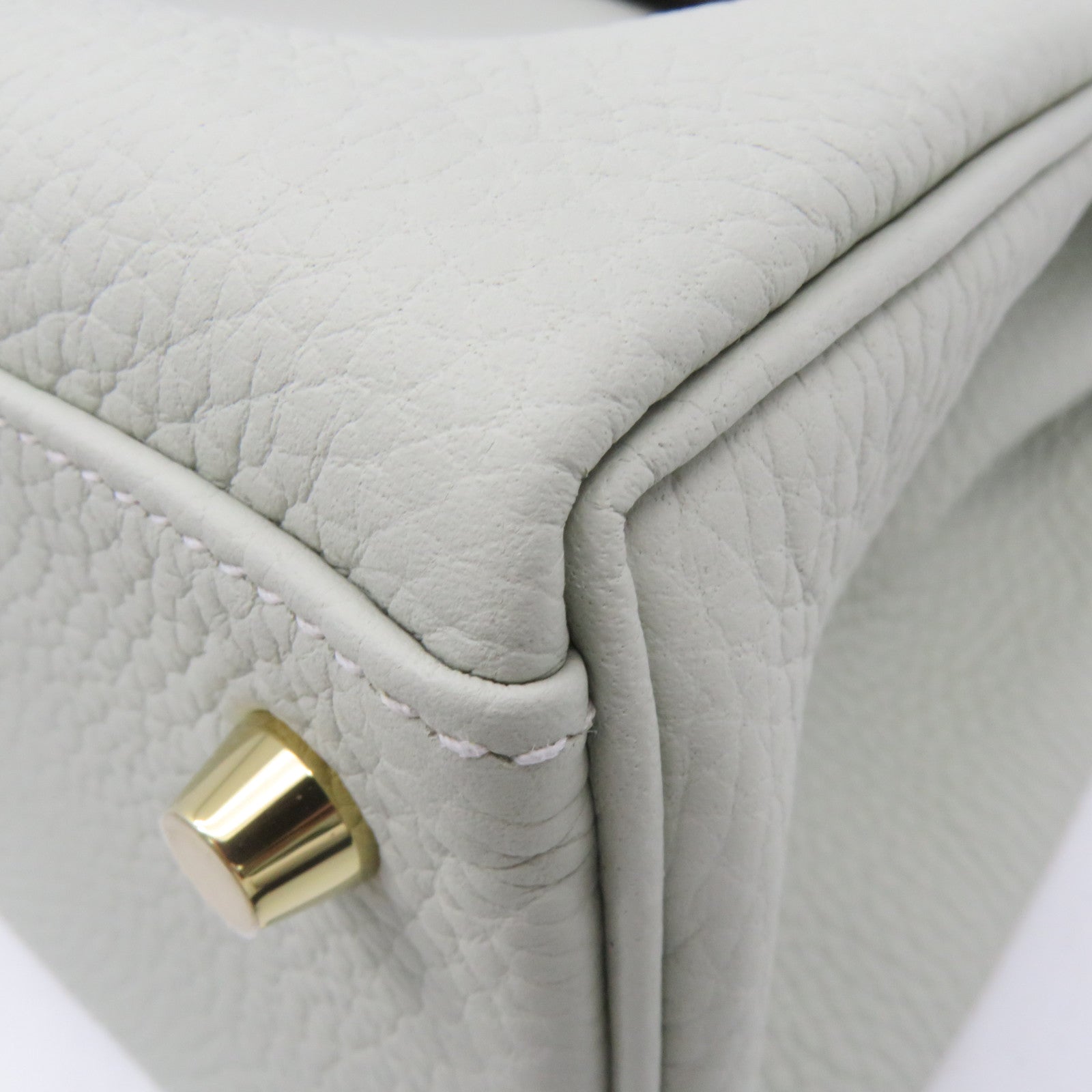 HERMES Clemence皮革Kelly 28金扣手挽袋肩背两用袋水晶灰色