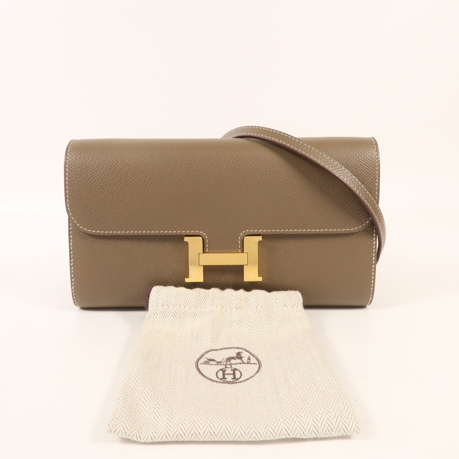 HERMES Epsom皮革Constance To Go金扣肩背袋Etoupe