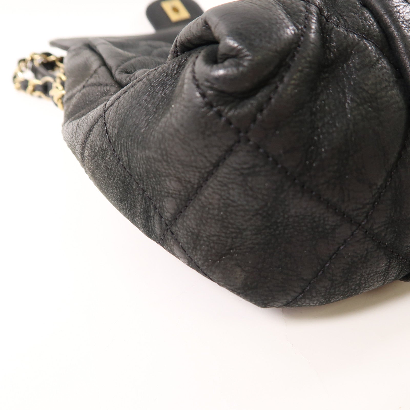 CHANEL 皮革Chain Shoulder Bag金扣鏈帶肩背袋黑色