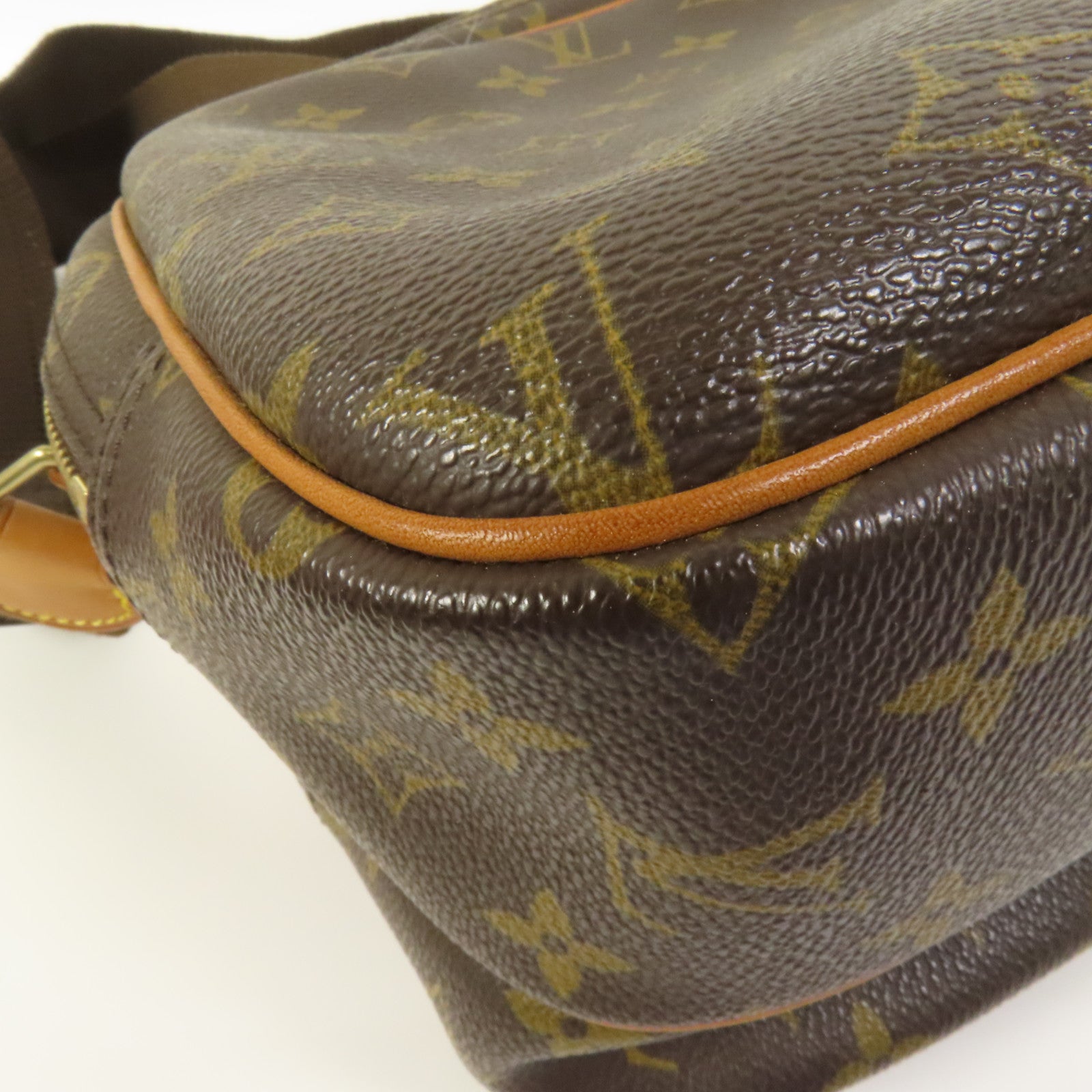 LOUIS VUITTON Monogram Reporter PM金扣肩背袋棕色