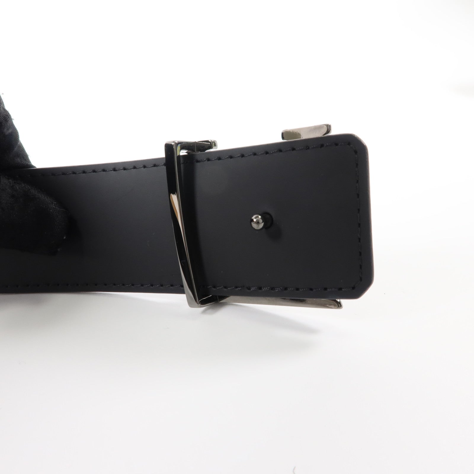 LOUIS VUITTON Monogram Eclipse Initiales Belt銀扣腰帶