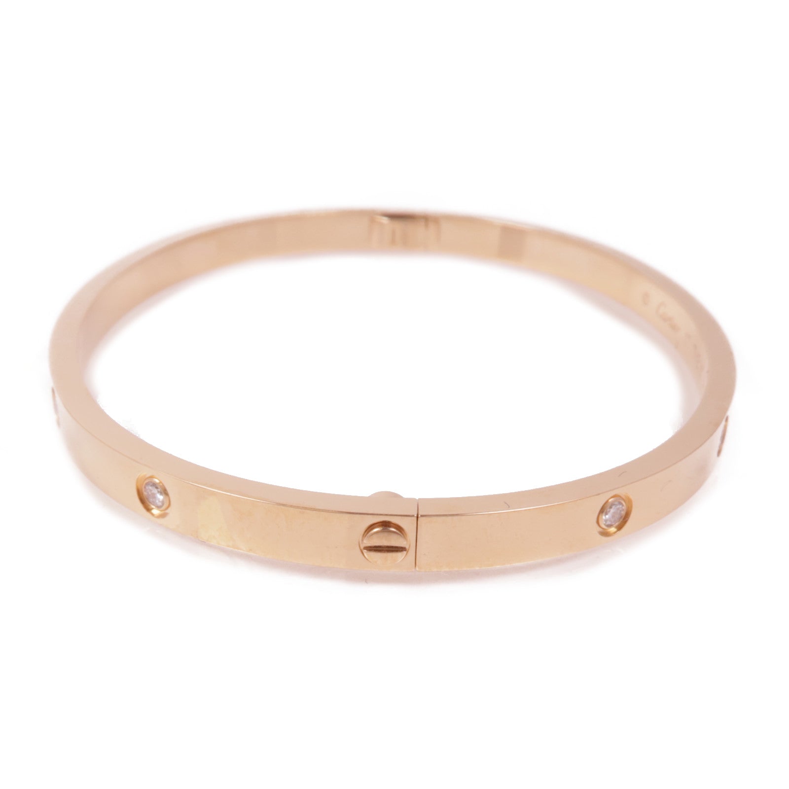 CARTIER 18K玫瑰金Love Bracelet Small Model 10 Diamonds鑽石手鐲Cartier#17
