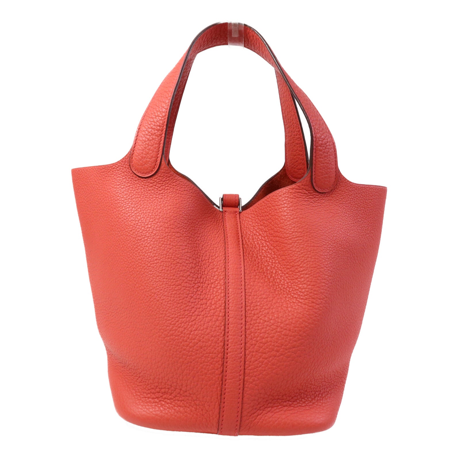 HERMES Clemence皮革Picotin MM銀扣手挽袋Rose Texas