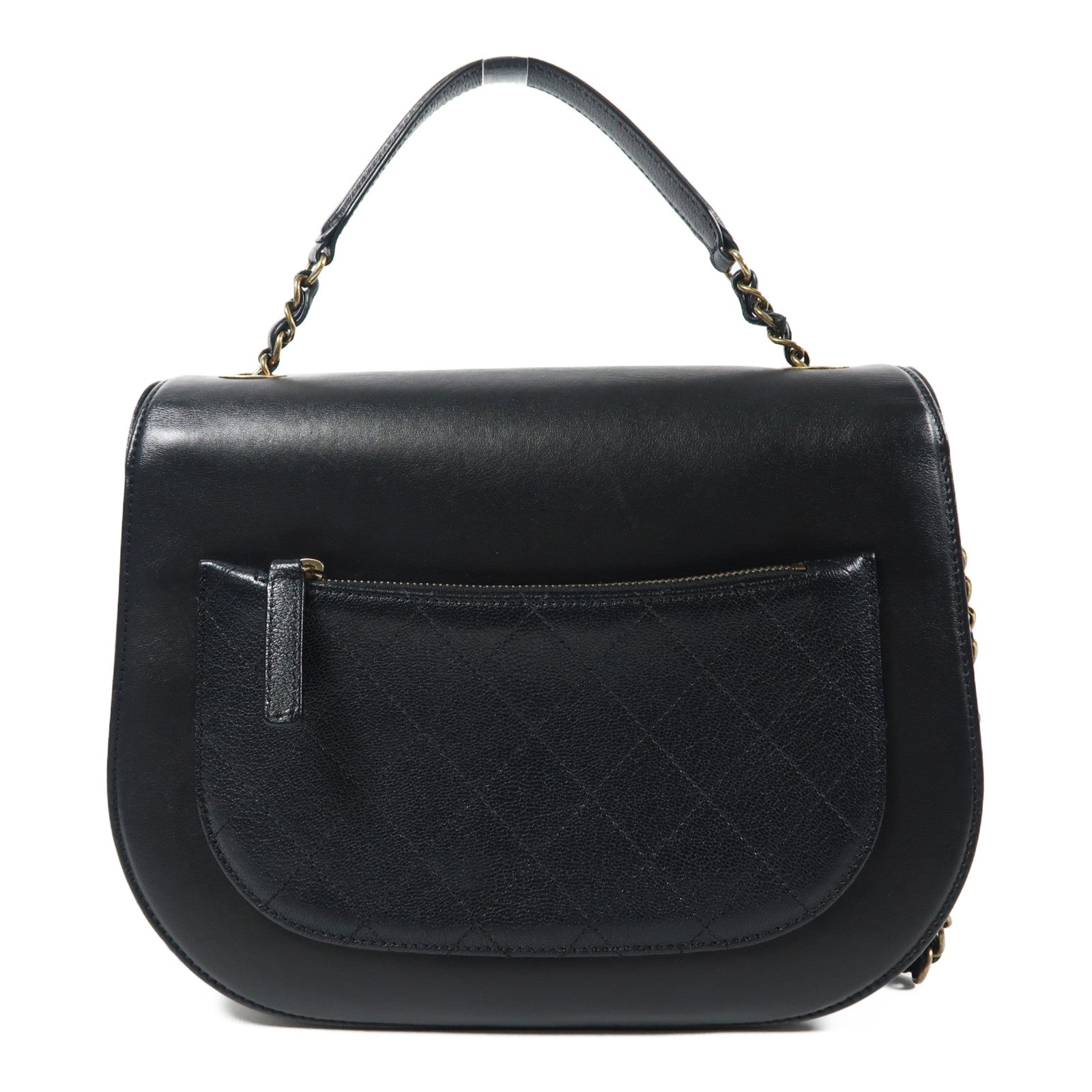 CHANEL 【激減優惠】牛皮皮革Chain Shoulder金扣手挽肩背兩用袋黑色