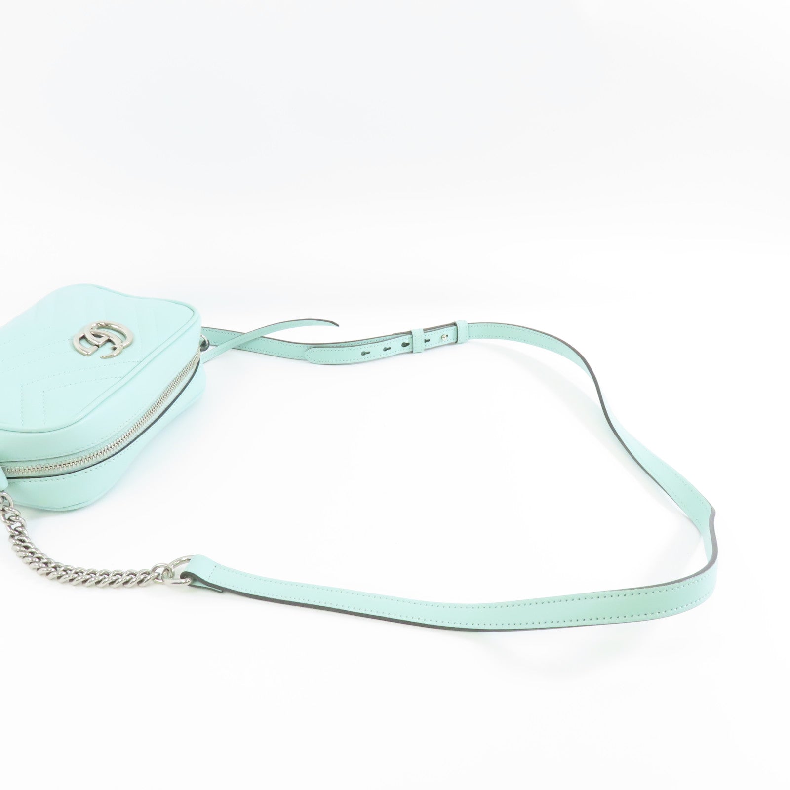 GUCCI 牛皮皮革Shoulder Bag銀扣肩背袋淺綠色