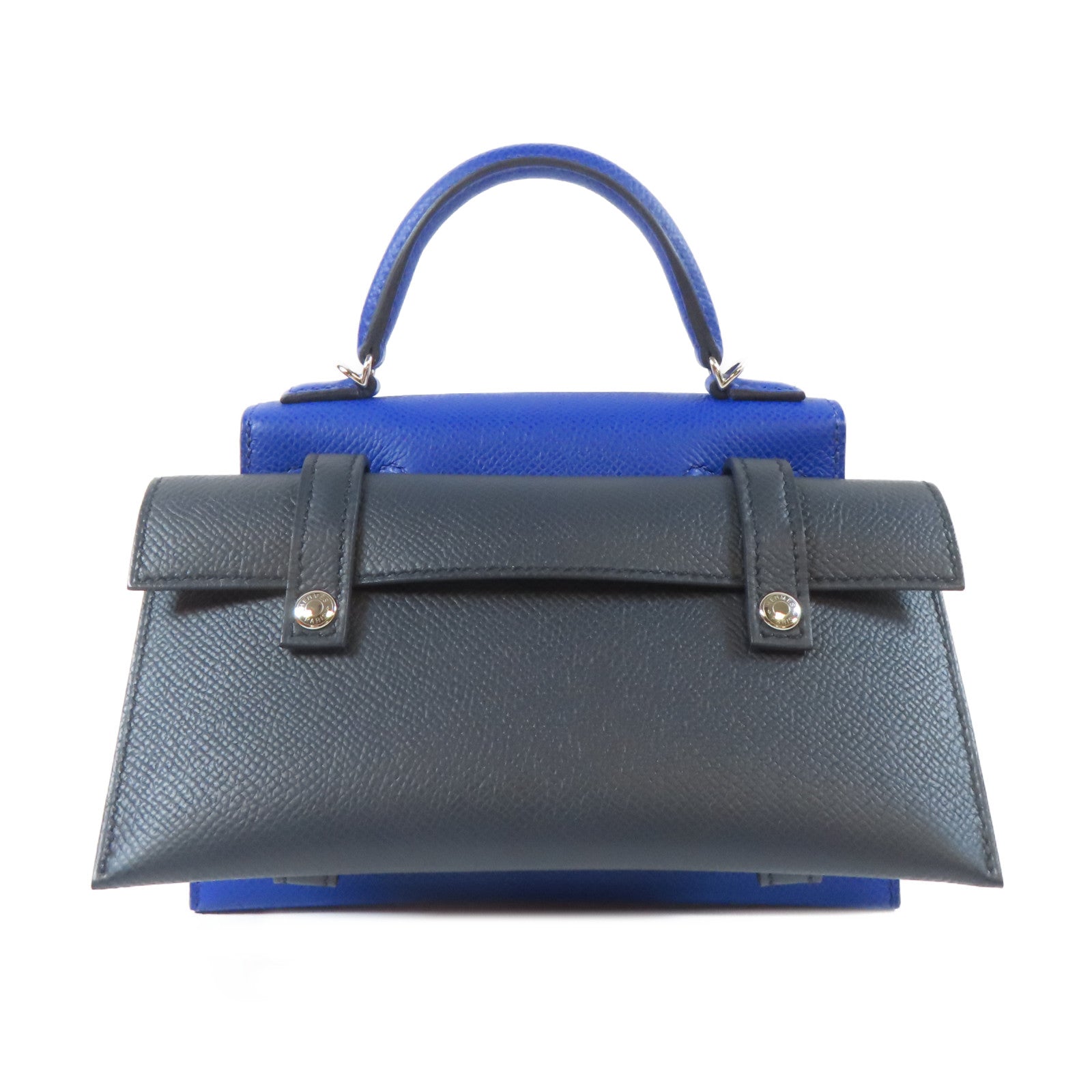 HERMES Epsom皮革Kelly Doll 2 Way Bag銀扣手挽肩背兩用袋Bleu Royal/藍色