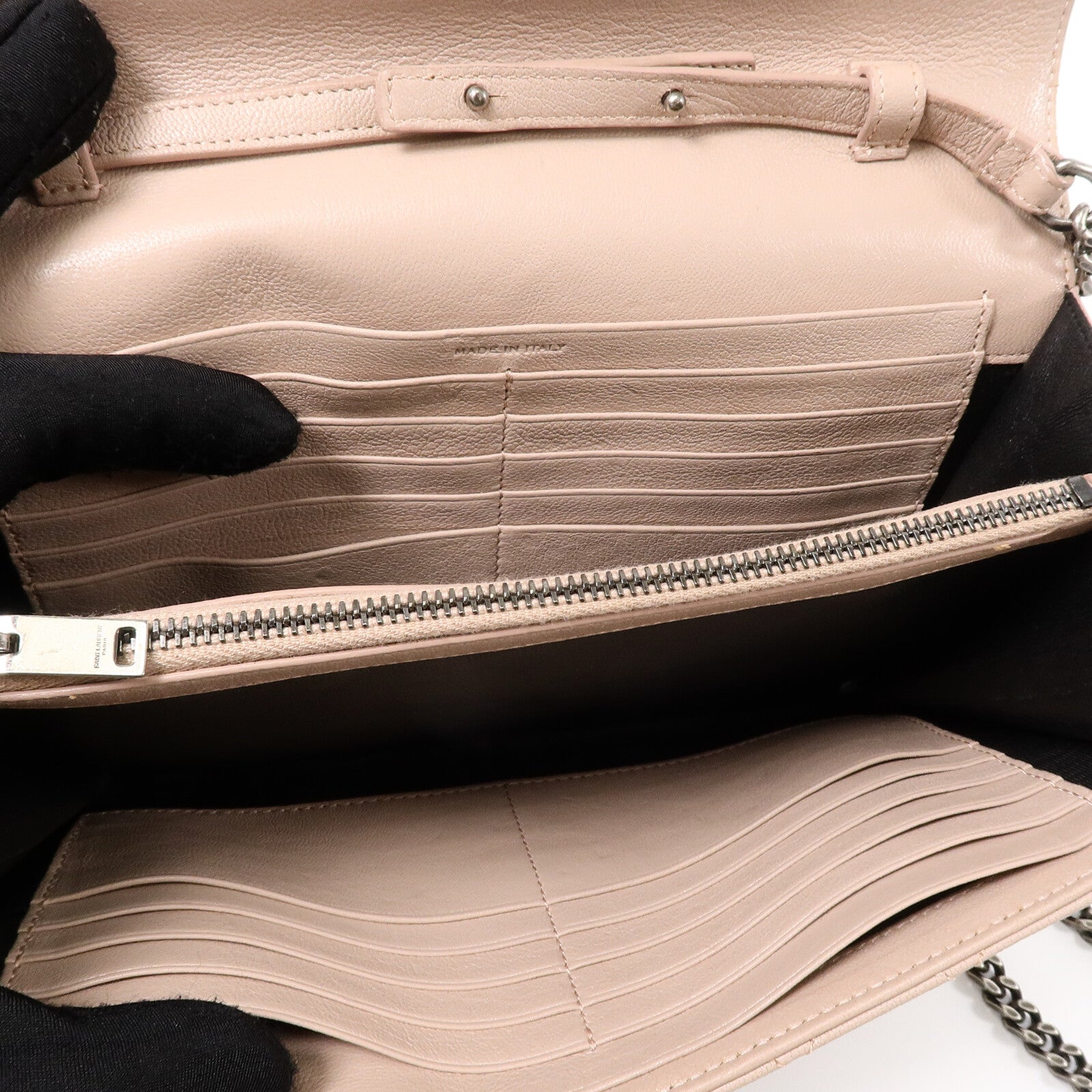 SAINT LAURENT 牛皮皮革Envelope WOC鏈帶肩背袋