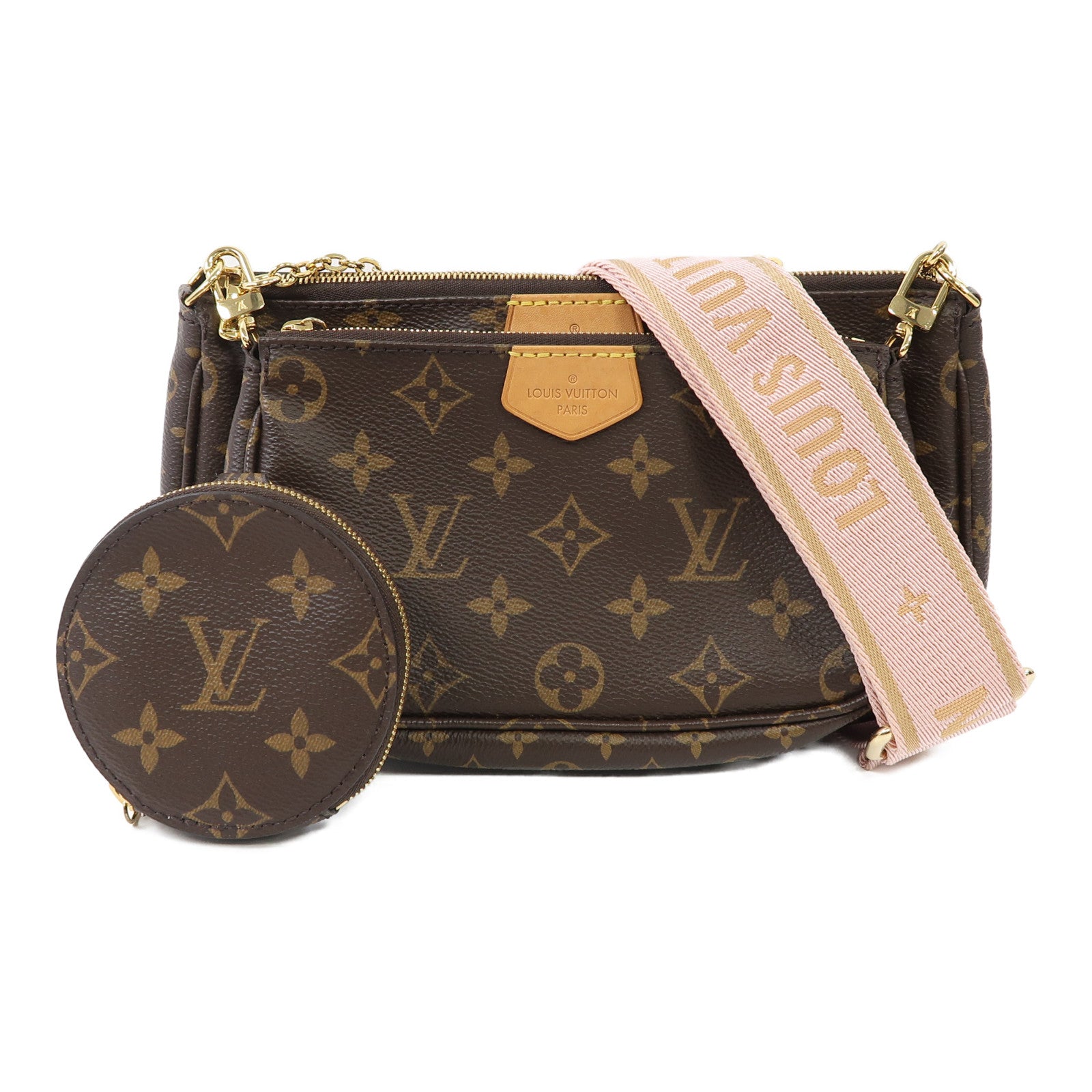 LOUIS VUITTON 【激減優惠】Monogram Multi Pochette Accessoires金扣肩背袋啡色