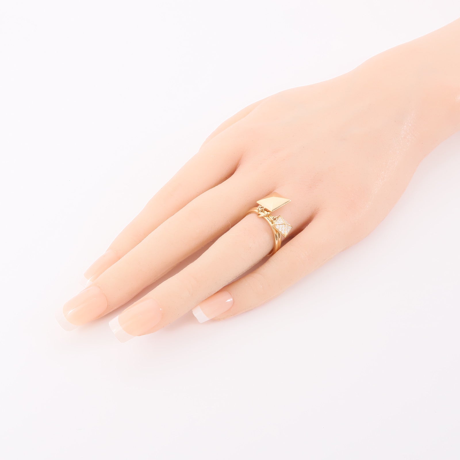 HERMES 18K玫瑰金Clopud'H Ring戒指Hermes#53US#8.5