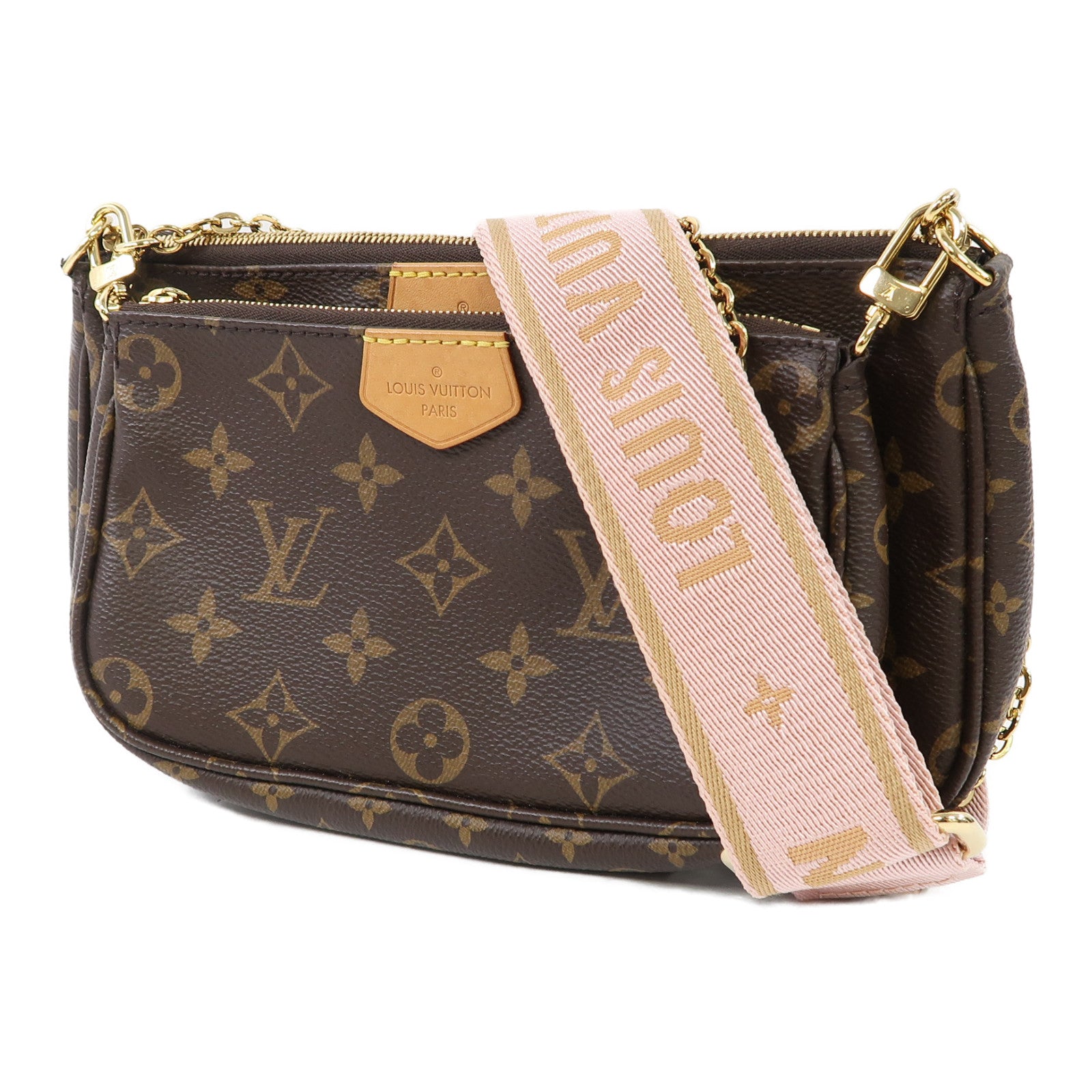 LOUIS VUITTON 【激減優惠】Monogram Multi Pochette Accessoires金扣肩背袋啡色