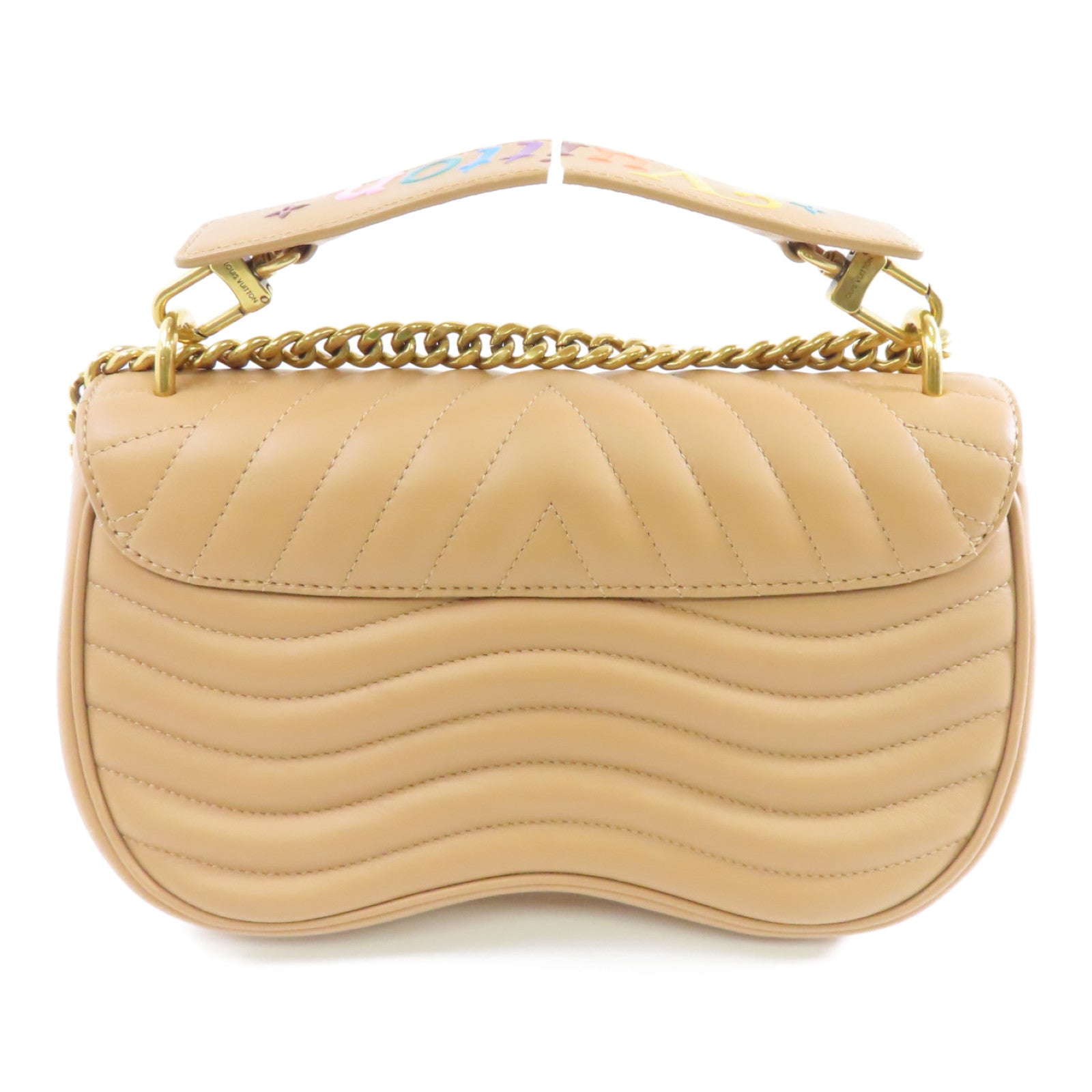 LOUIS VUITTON 【激減優惠】羊皮皮革New Wave MM金扣手挽肩背兩用袋米色