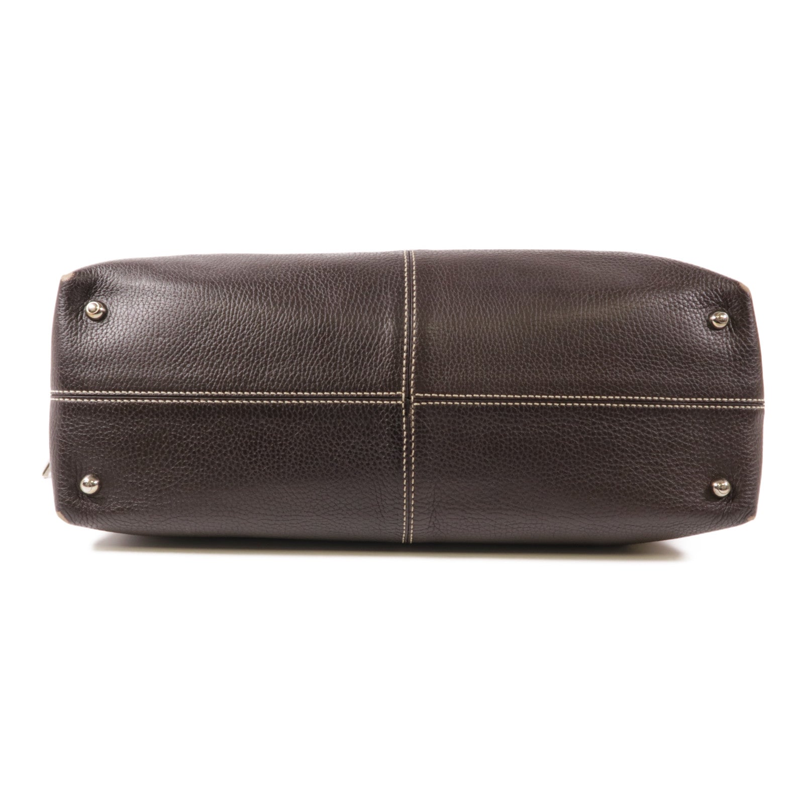 TOD'S 牛皮皮革Tote Bag銀扣肩背袋