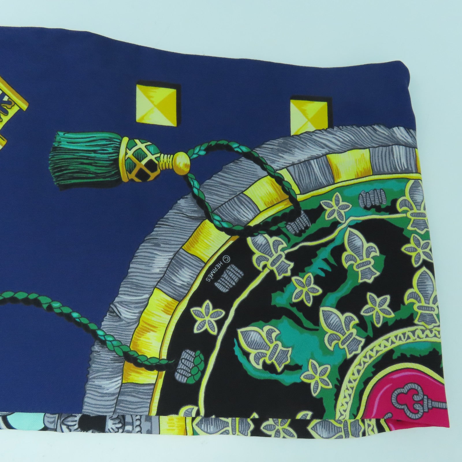 HERMES 【激減優惠】絲質Maxi Twilly絲巾藍色/綠色/黃色