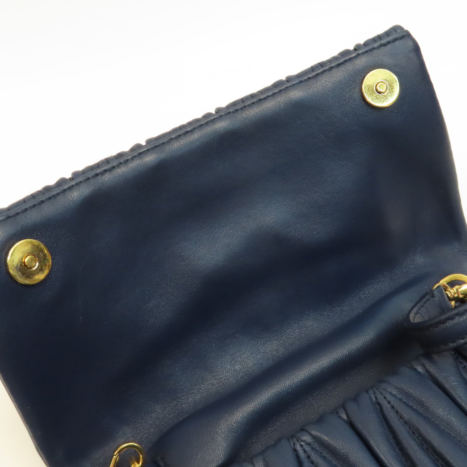 Miu Miu 牛皮皮革Shoulder Bag金扣鏈帶肩背袋藍色