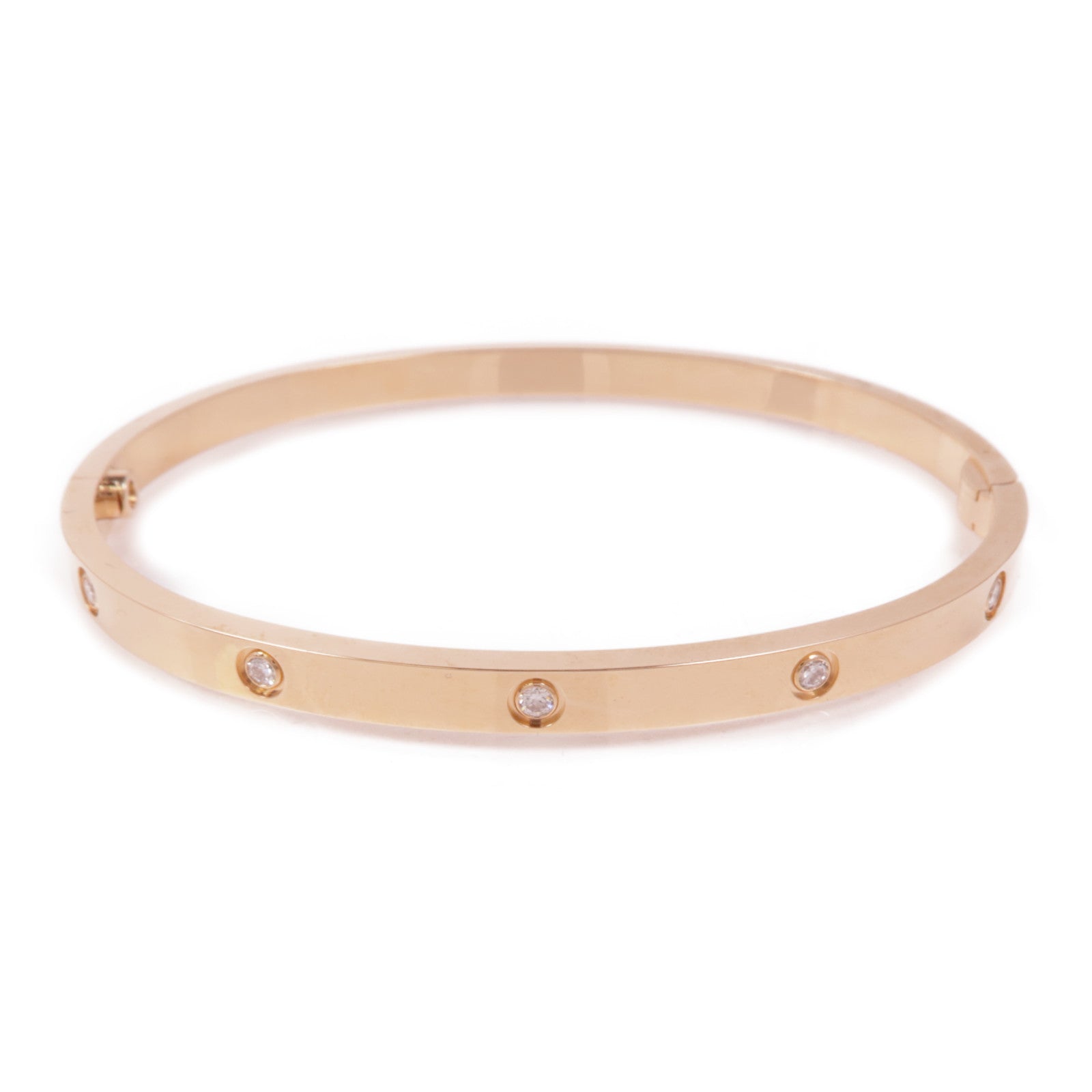 CARTIER 18K玫瑰金Love Bracelet Small Model 10 Diamonds鑽石手鐲Cartier#17