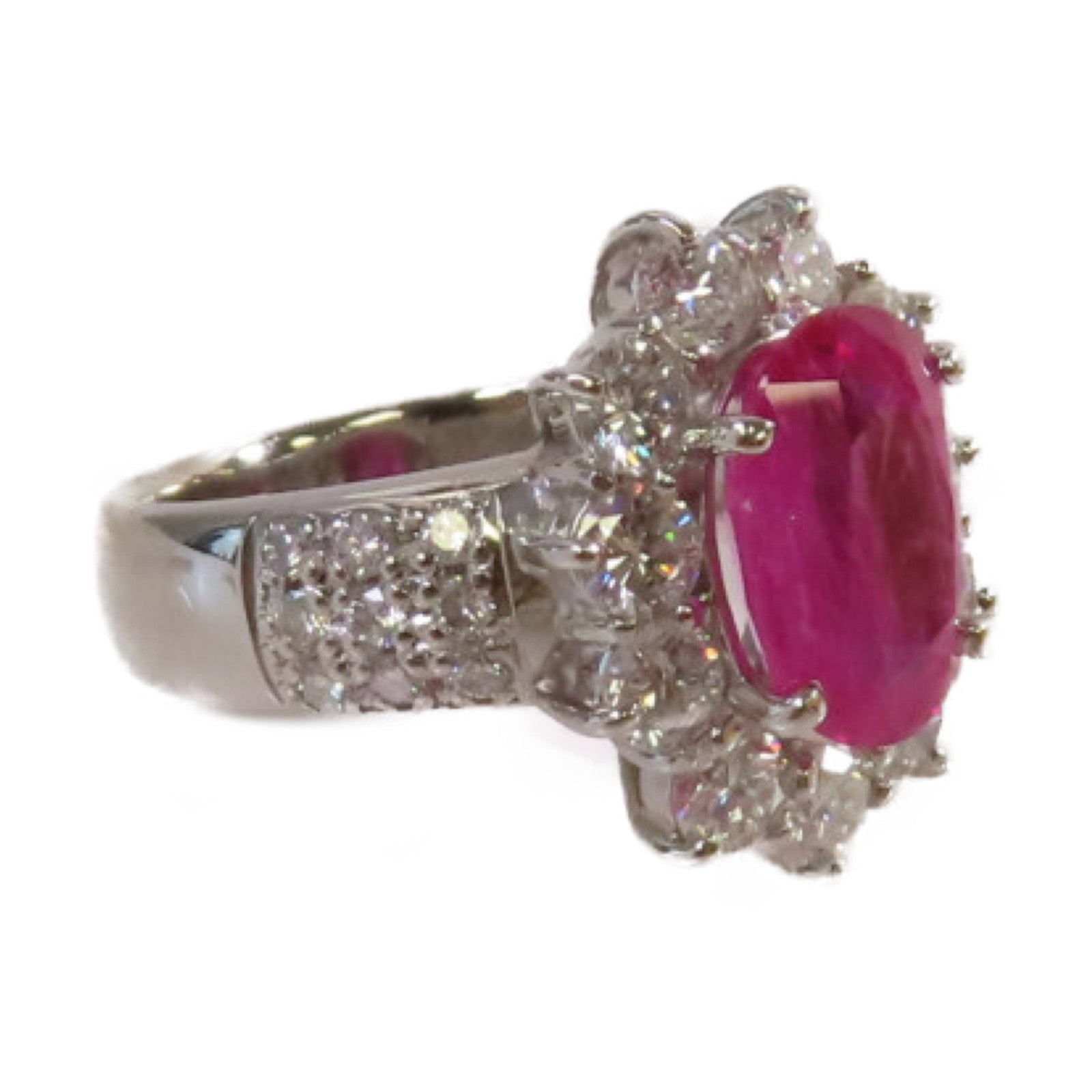 JEWELRY 【激減優惠】PT900鉑金/4.17ct紅寶石/2.12ct鑽石Ruby Ring戒指US#6.75