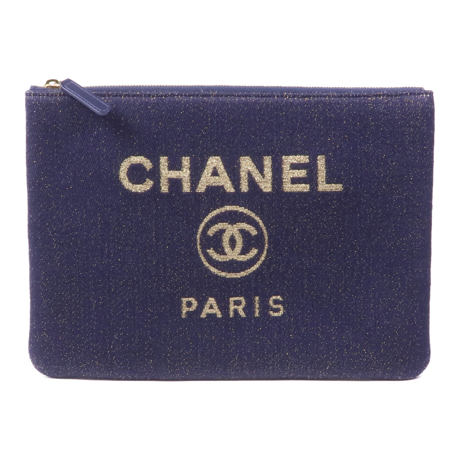 CHANEL 帆布Pouch金扣手拿包