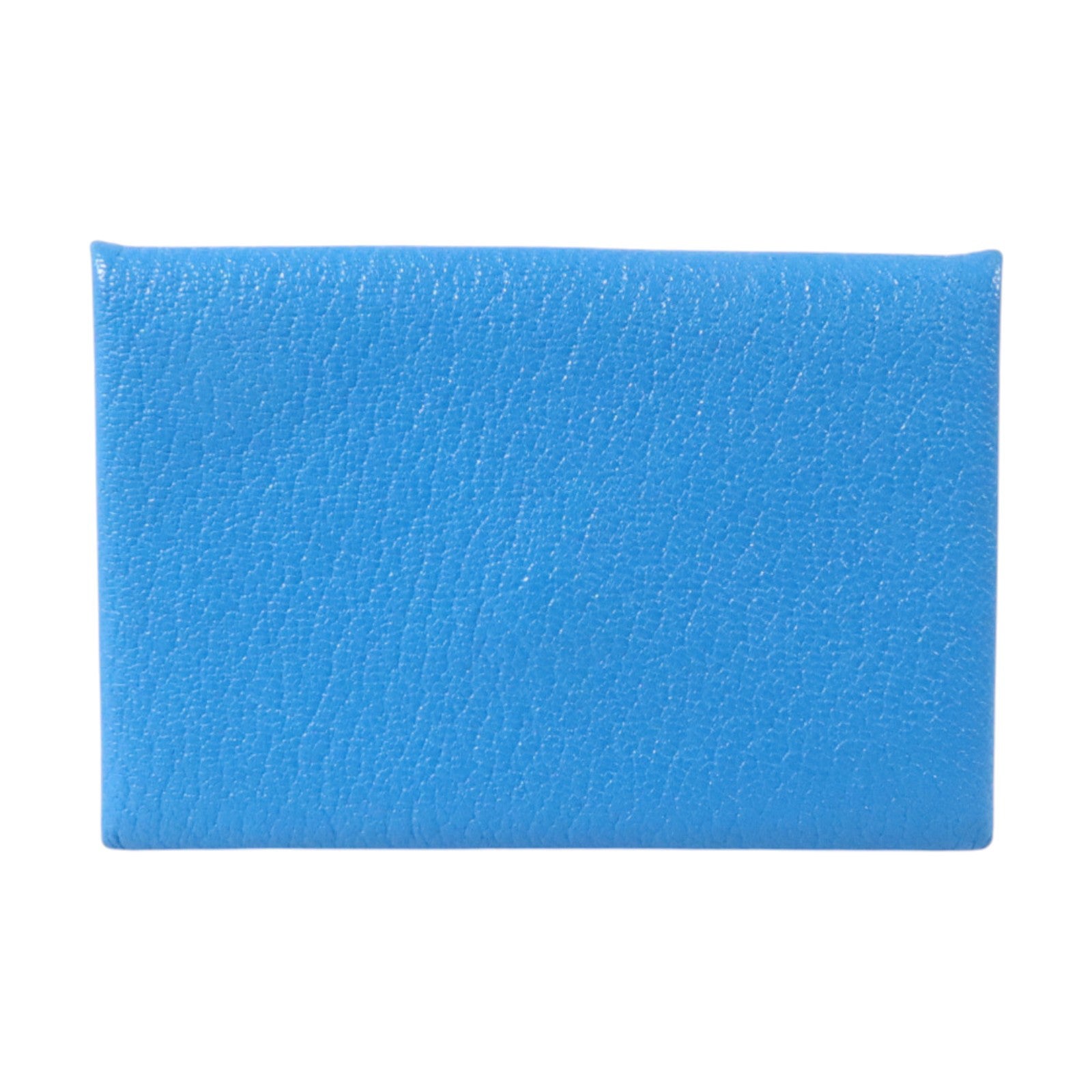 HERMES Chevre皮革Card Holder銀扣卡片套T7 Bleu Hydra