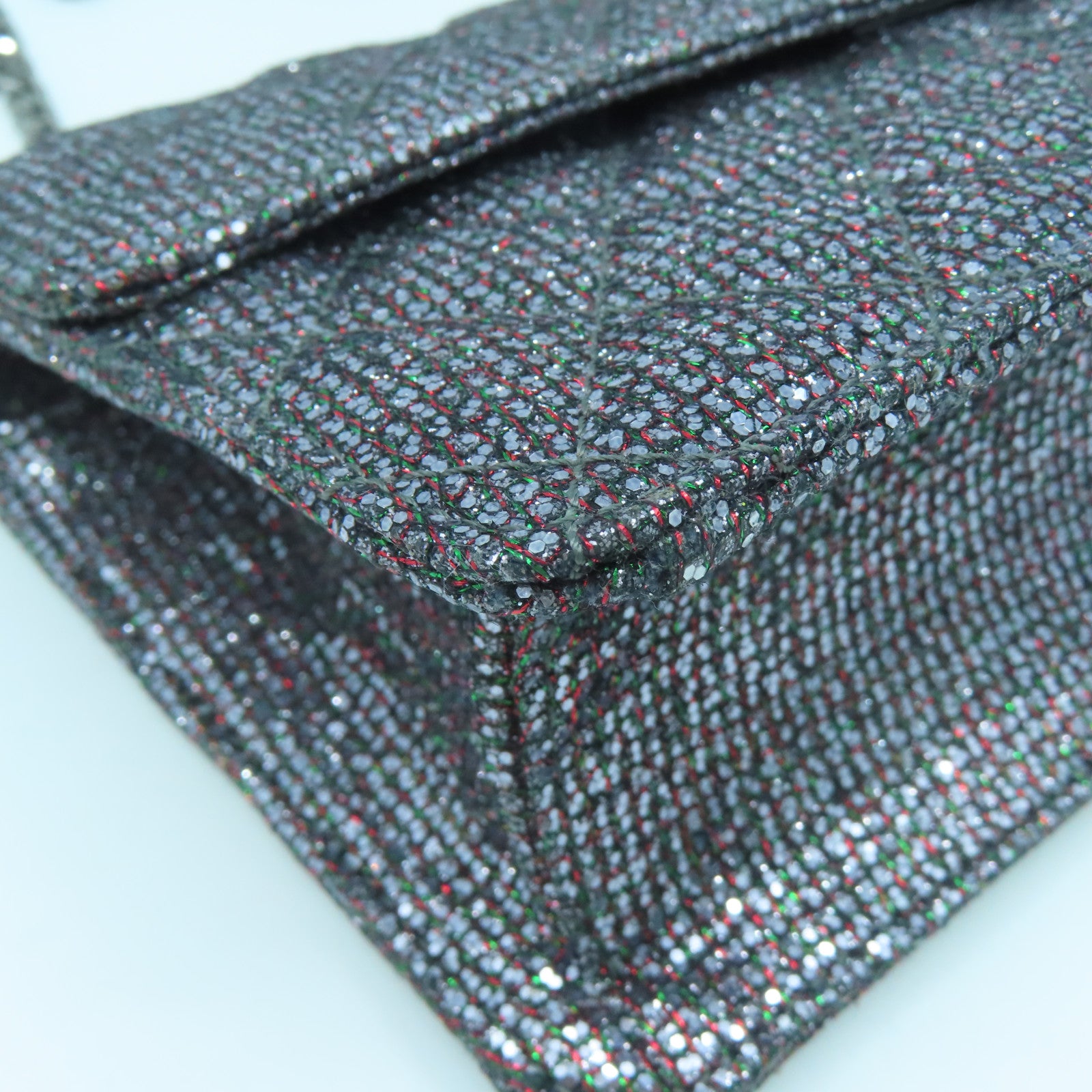 CHANEL 【清倉大減價】菱格牛皮皮革Chain Shoulder Bag銀扣鏈帶肩背袋銀色