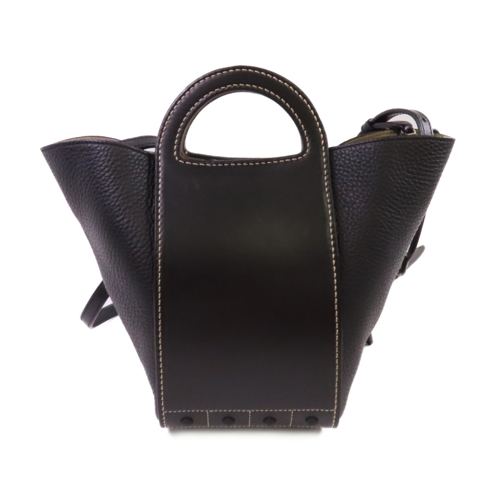 TOD'S 【激減優惠】牛皮皮革2Way Shoulder Bag銀扣手挽肩背兩用袋黑色