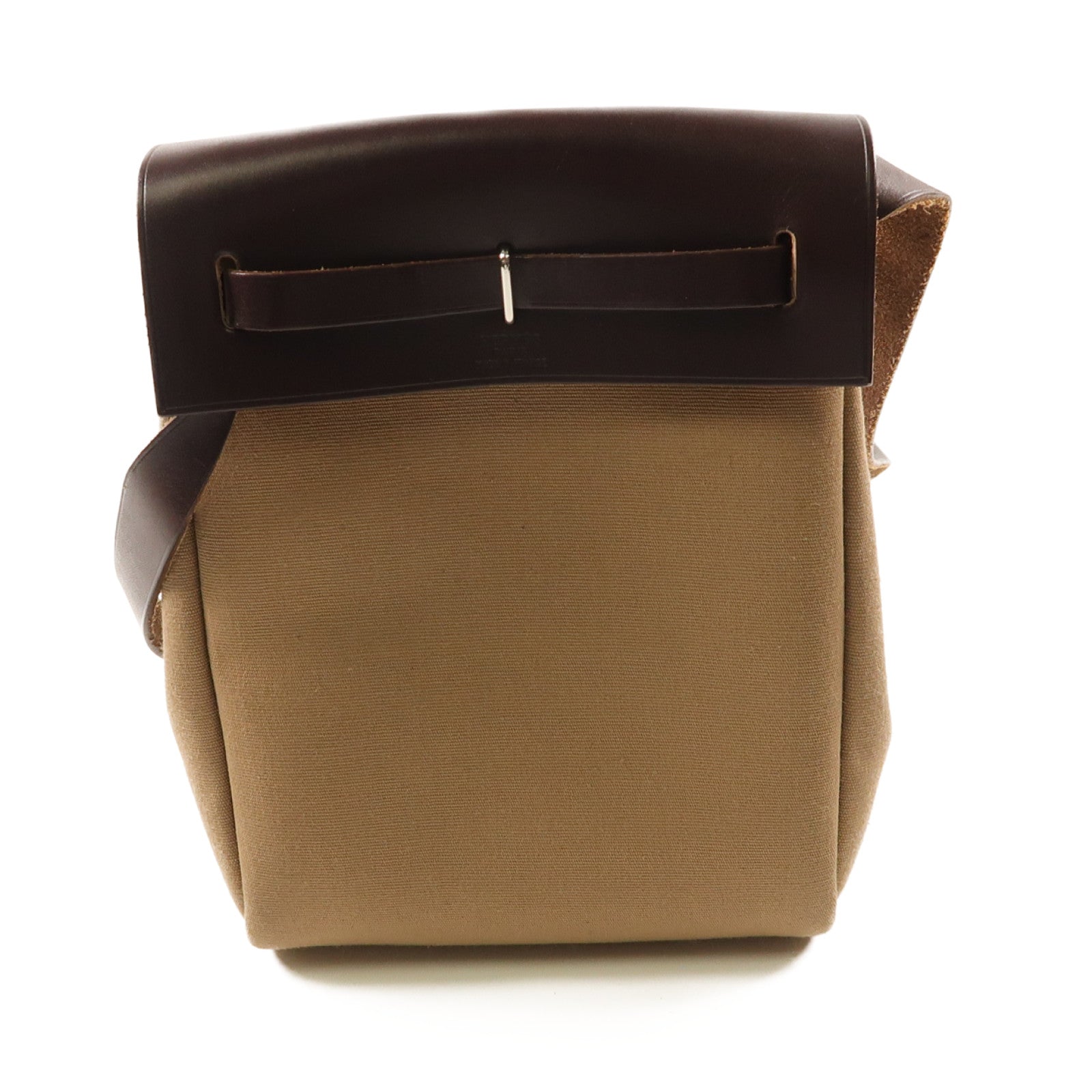 HERMES 帆布Herbag TPM銀扣肩背袋Alezan栗子色