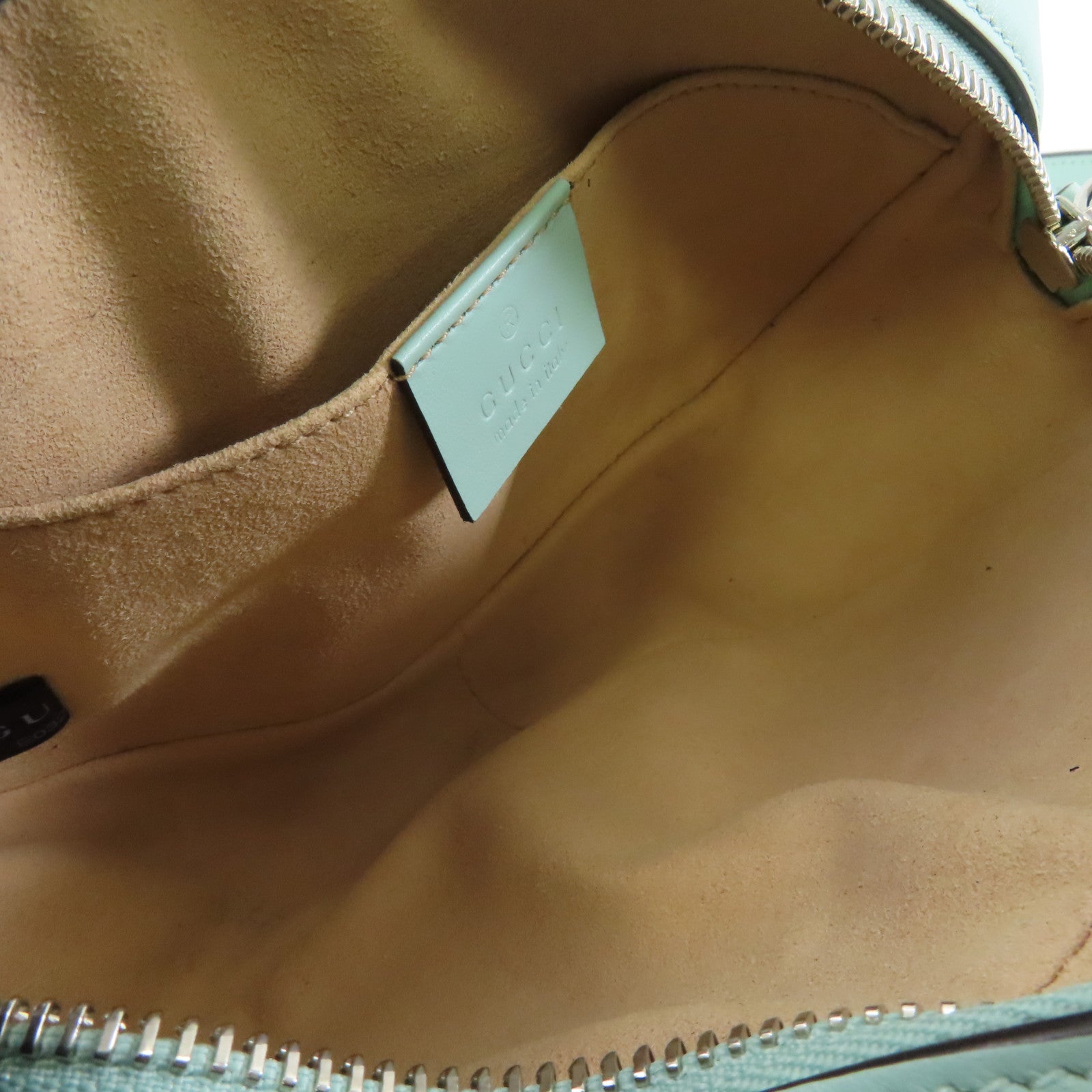 GUCCI 牛皮皮革Shoulder Bag銀扣肩背袋淺綠色