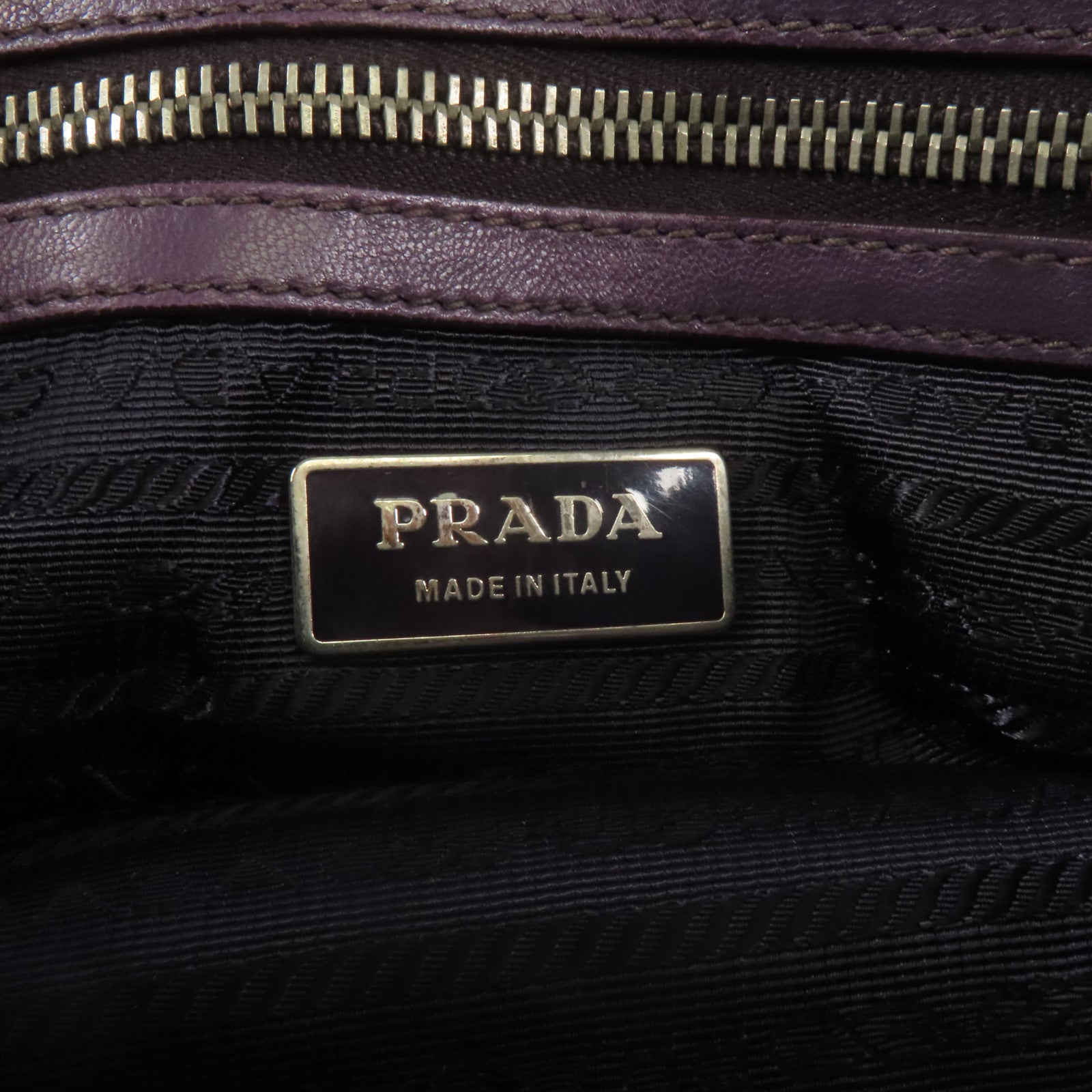 PRADA 羊皮皮革Gaufre銀扣手挽肩背兩用袋紫色