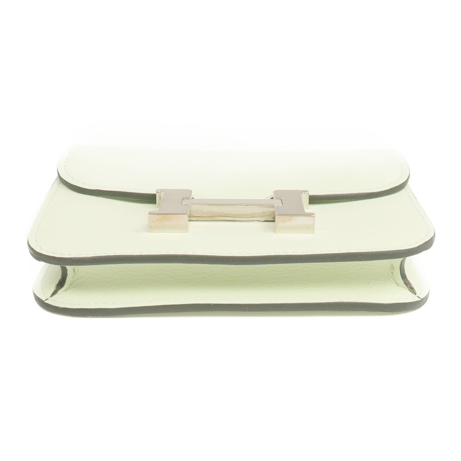 HERMES 【激減優惠】Evercolor皮革Constance Slim Wallet銀扣錢包Vert Fizz