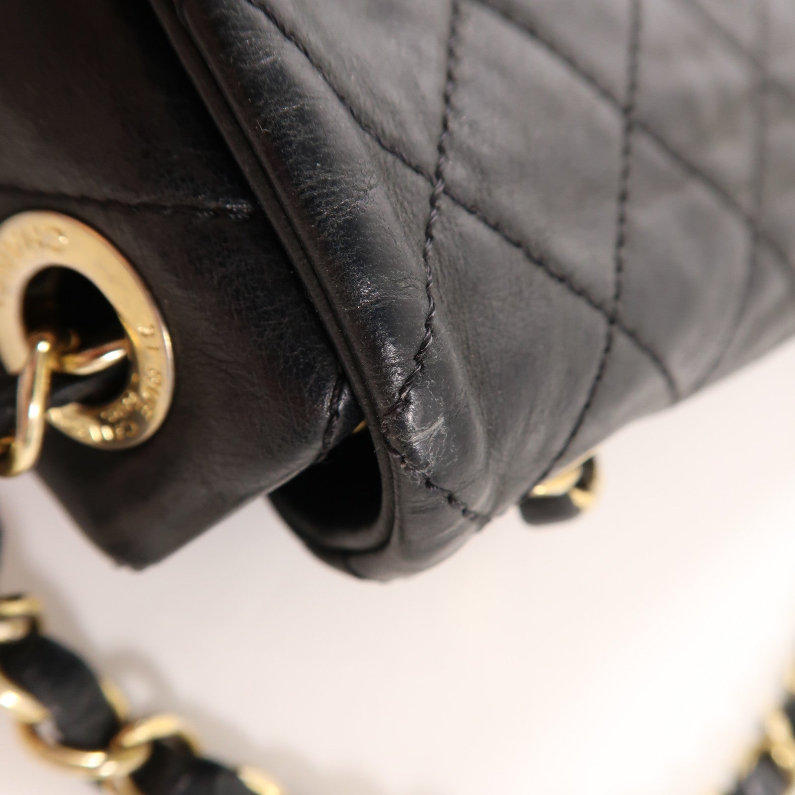 CHANEL 皮革Chain Shoulder Bag金扣鏈帶肩背袋黑色
