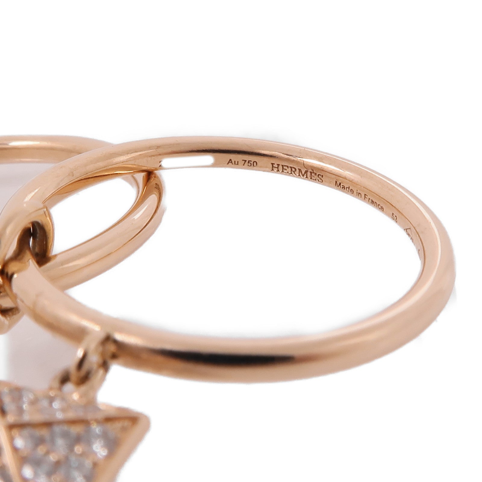 HERMES 18K玫瑰金Clopud'H Ring戒指Hermes#53US#8.5