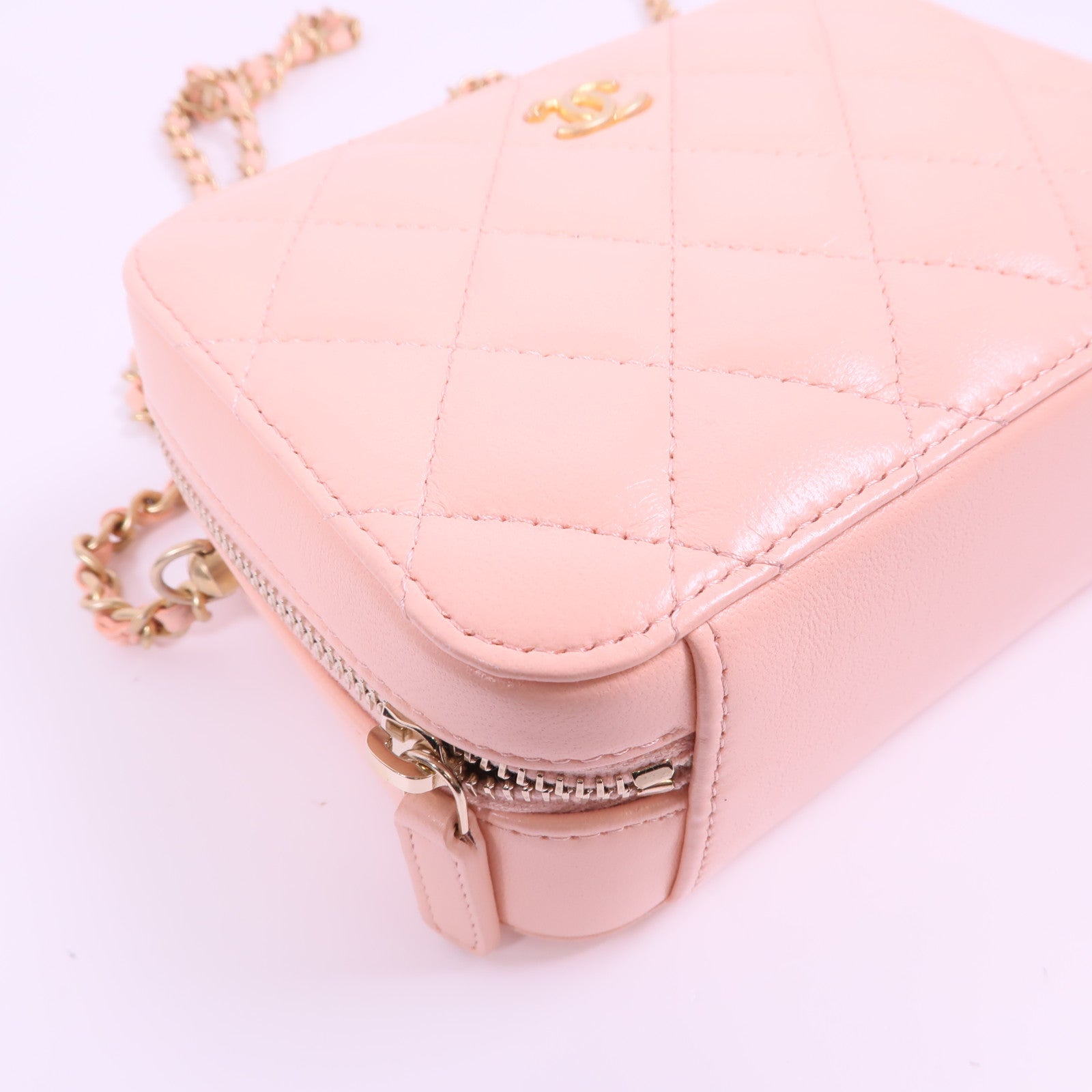 CHANEL 羊皮皮革Camera Gold Ball金扣鏈帶肩背袋