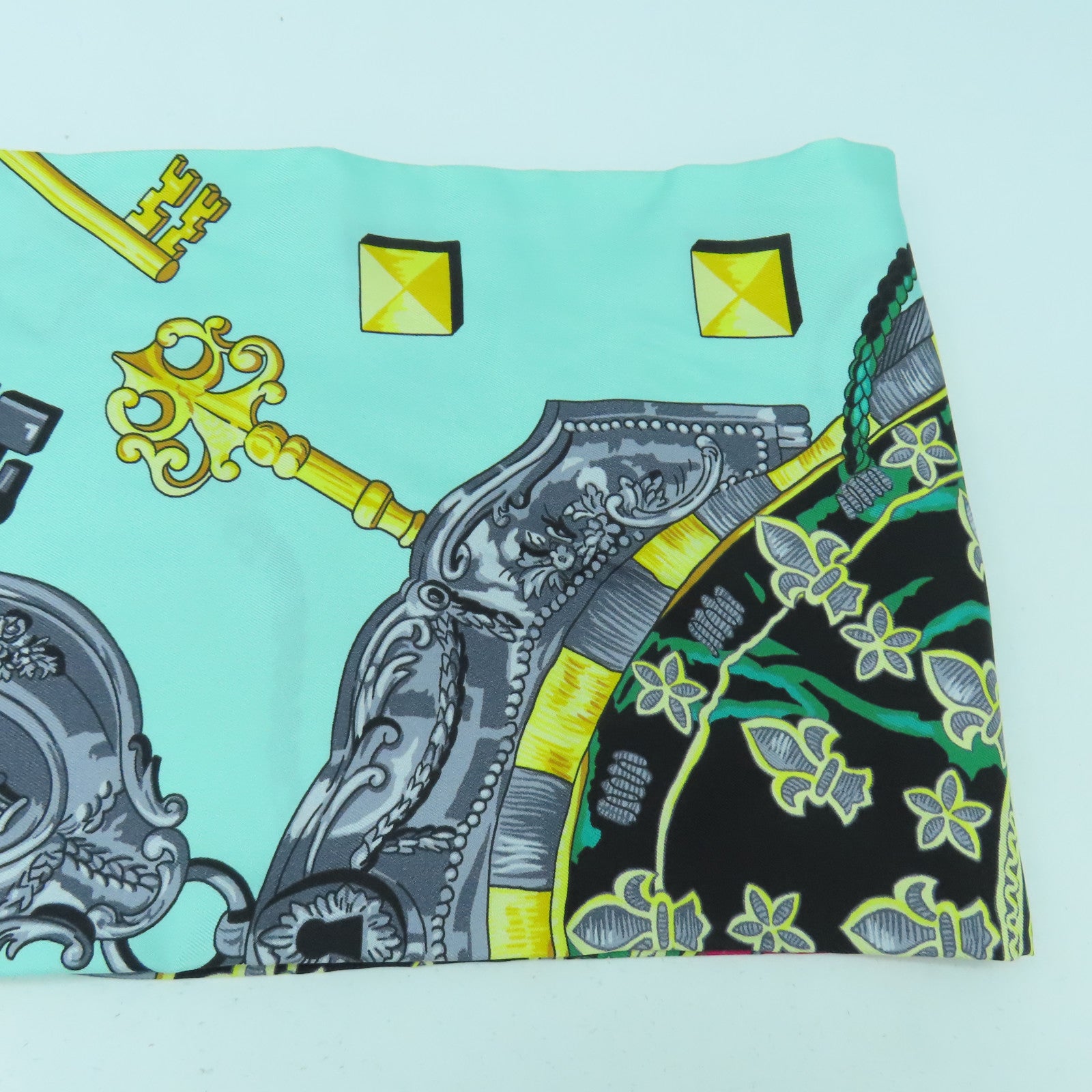 HERMES 【激減優惠】絲質Maxi Twilly絲巾藍色/綠色/黃色