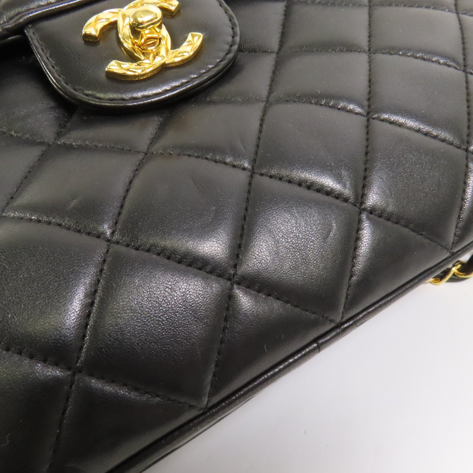 CHANEL 羊皮皮革Vintage Chain Shoulder Bag金扣鏈帶肩背袋
