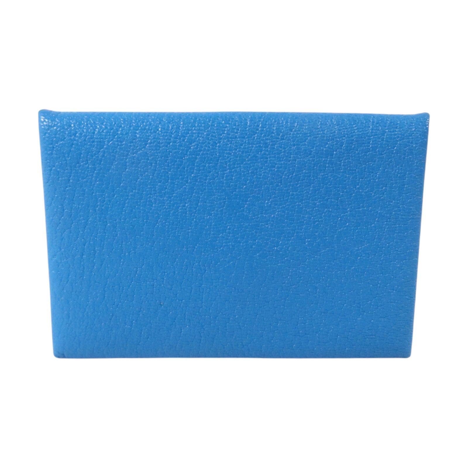 HERMES Chevre皮革Card Holder銀扣卡片套T7 Bleu Hydra