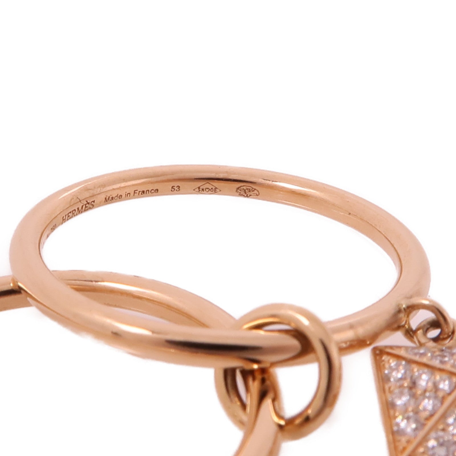 HERMES 18K玫瑰金Clopud'H Ring戒指Hermes#53US#8.5