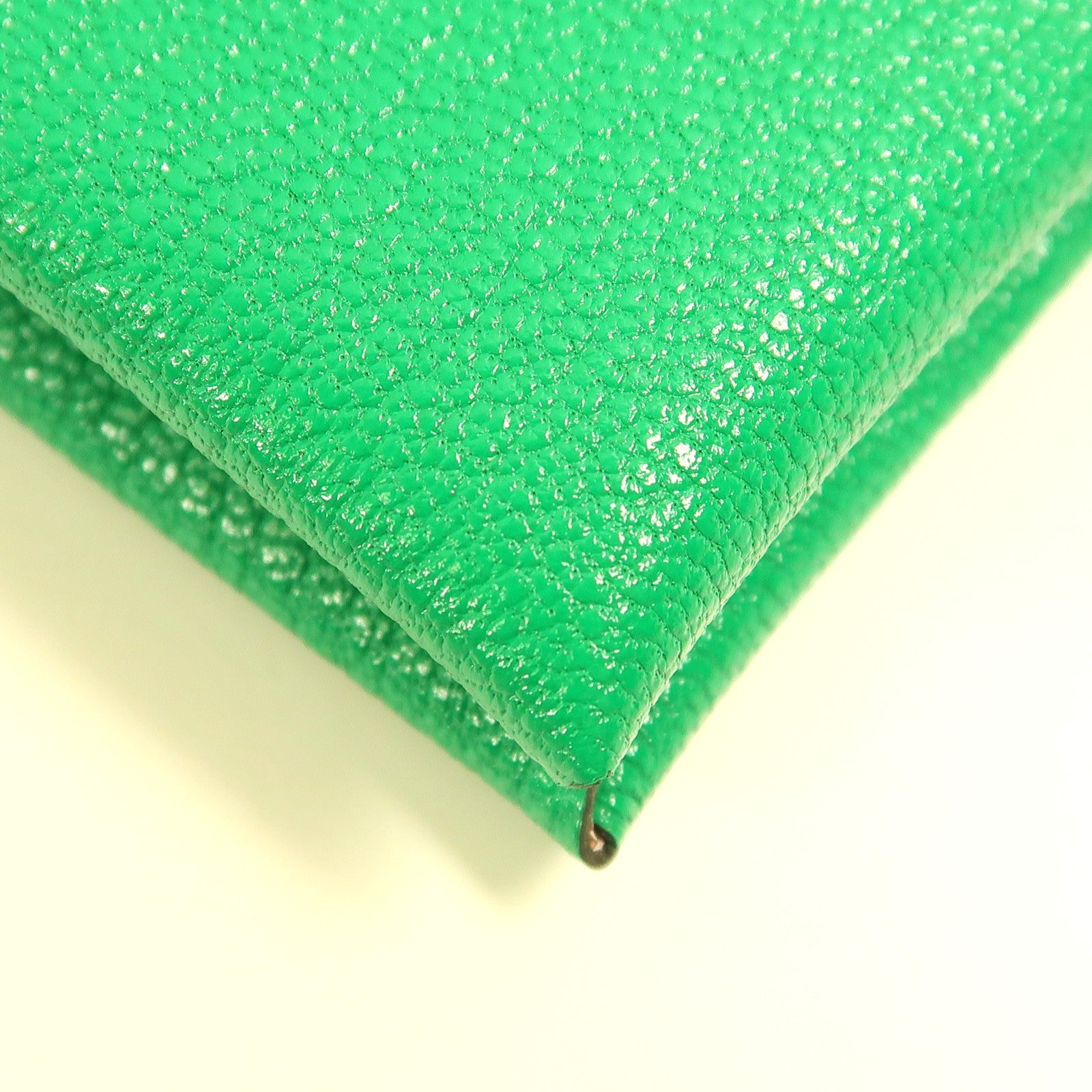 HERMES Chevre皮革Calvi Verso Card Holder銀扣卡片套Menthe綠色