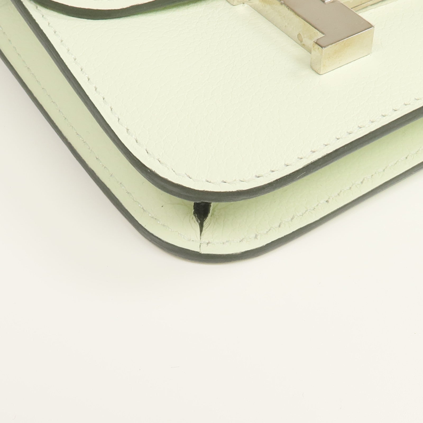 HERMES 【激減優惠】Evercolor皮革Constance Slim Wallet銀扣錢包Vert Fizz