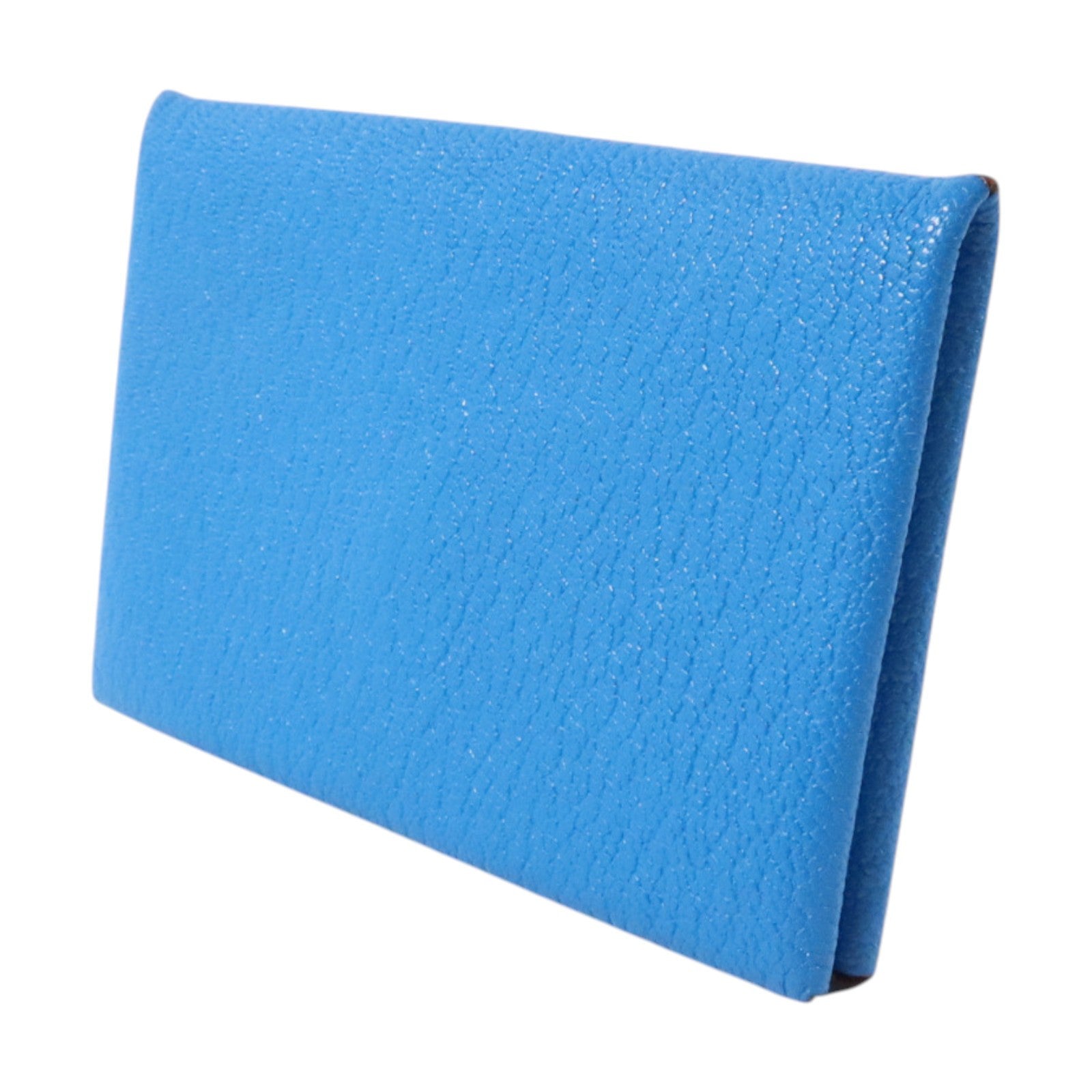 HERMES Chevre皮革Card Holder銀扣卡片套T7 Bleu Hydra