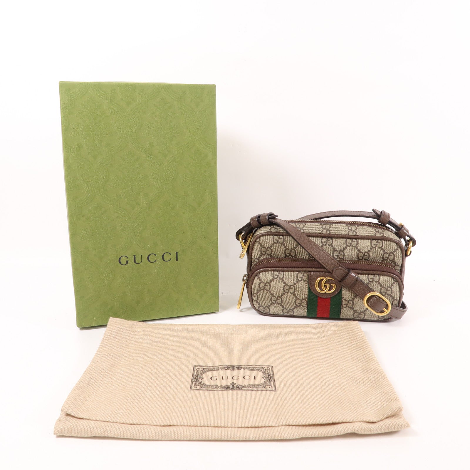 GUCCI 塗層帆布Ophidia金扣肩背袋