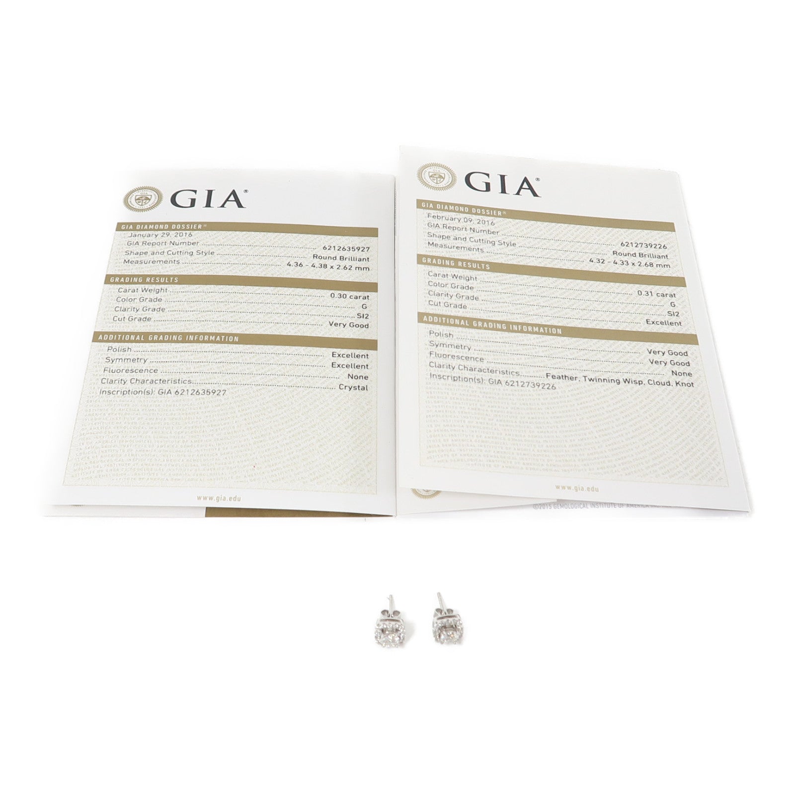 JEWELRY 18K白金Diamond 2.4g 0.31ct鑽石/0.30ct鑽石/0.142ct鑽石耳環