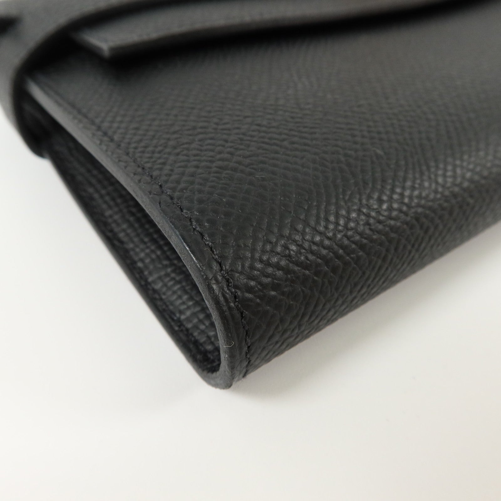 HERMES Epsom皮革Kelly Wallet金扣長錢包Noir