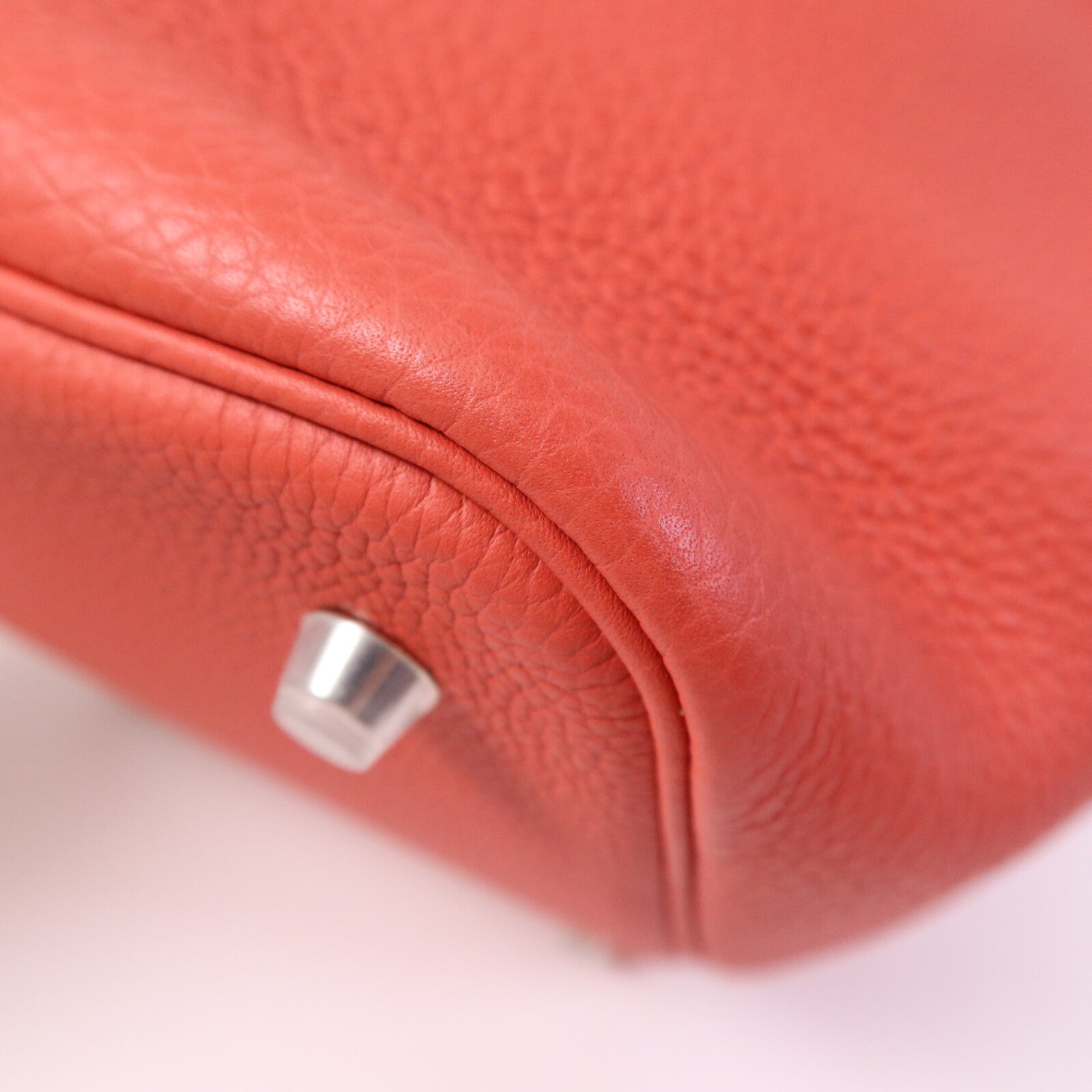 HERMES Clemence皮革Picotin MM銀扣手挽袋Rose Texas