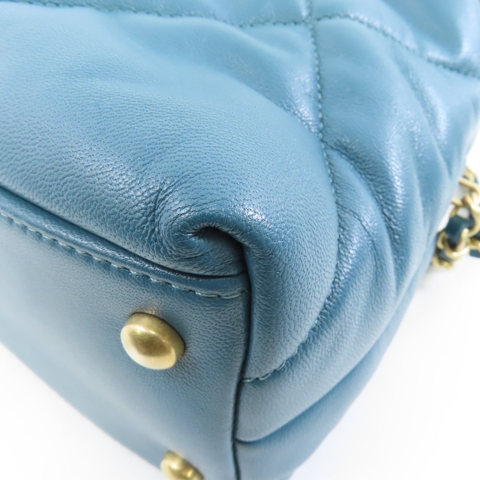 CHANEL 【激減優惠】菱格羊皮皮革Chain Shoulder金扣肩背袋綠色