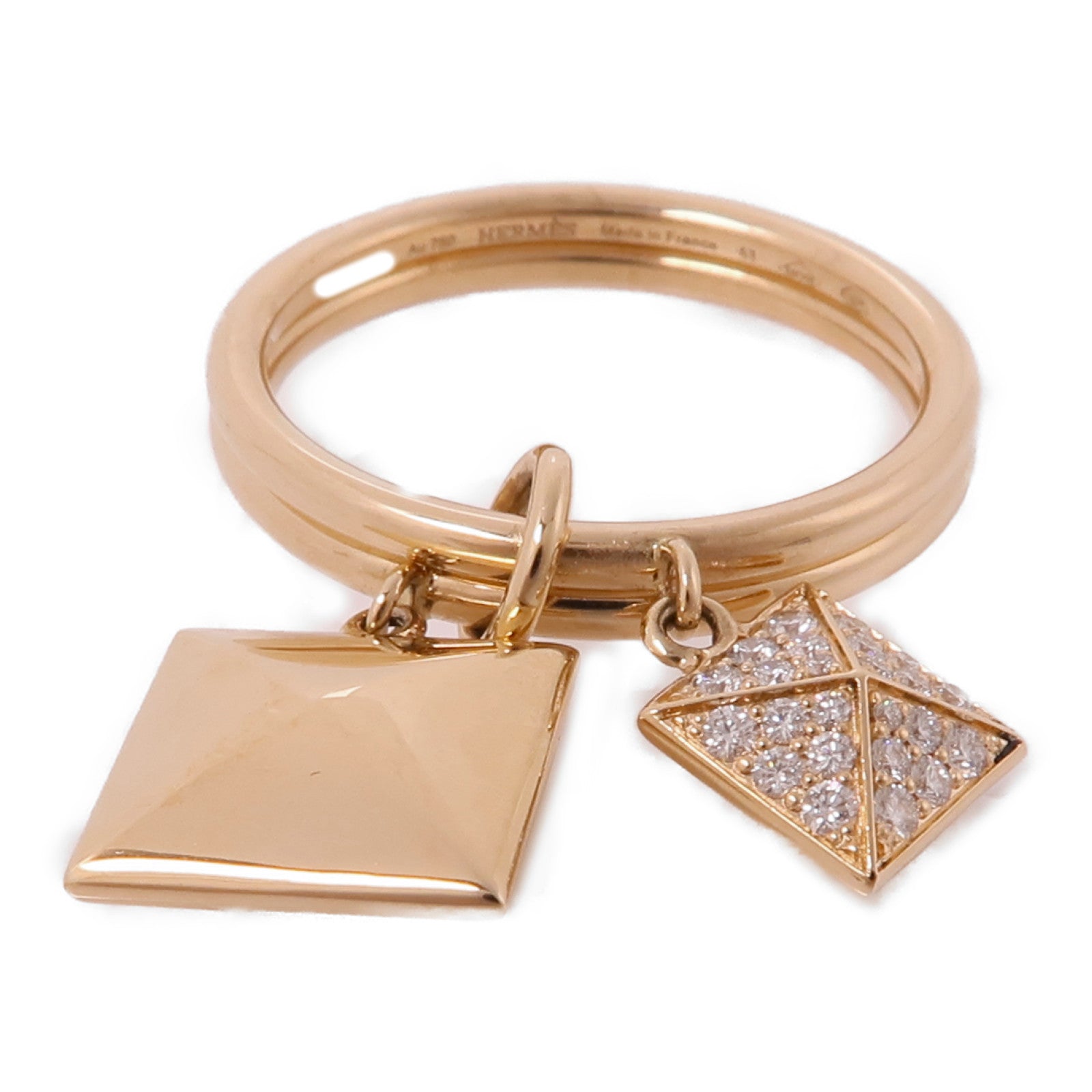 HERMES 18K玫瑰金Clopud'H Ring戒指Hermes#53US#8.5